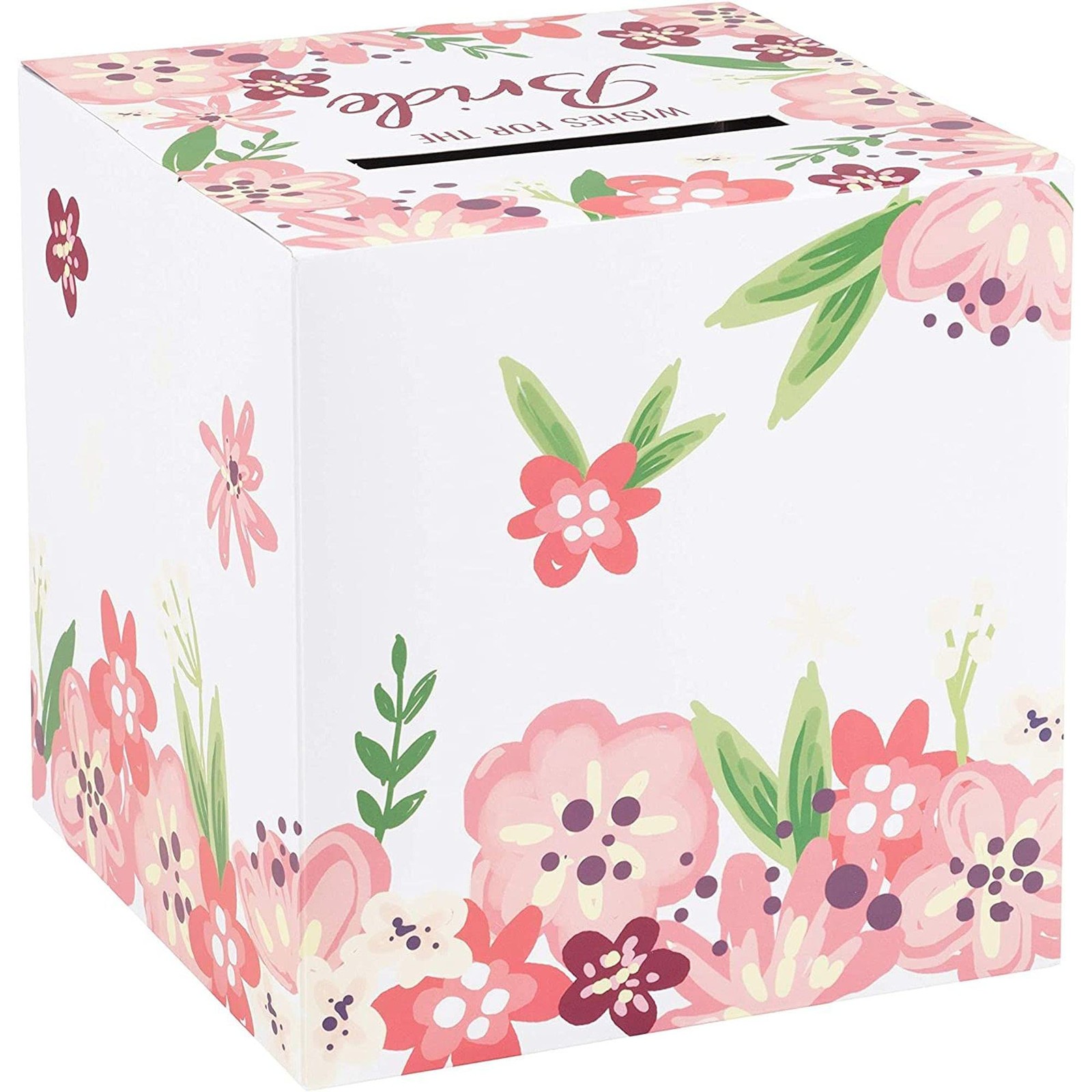 Juvale Advice Card Box 8 x 8 x 8 inches (box), 4 x 2.5 (cards), Pink