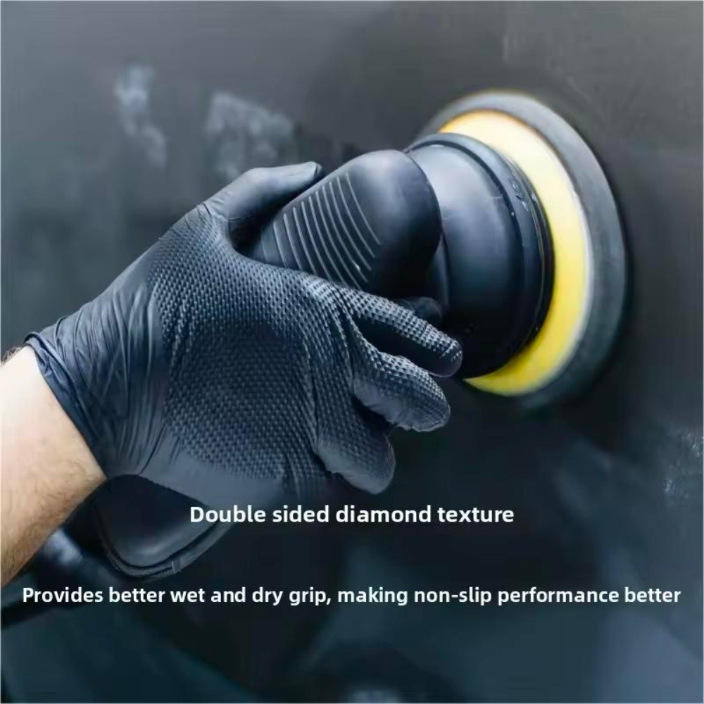 L&XL First Glove Grip Nitrile Disposable Gloves 8 Mil Raised Diamond Texture US