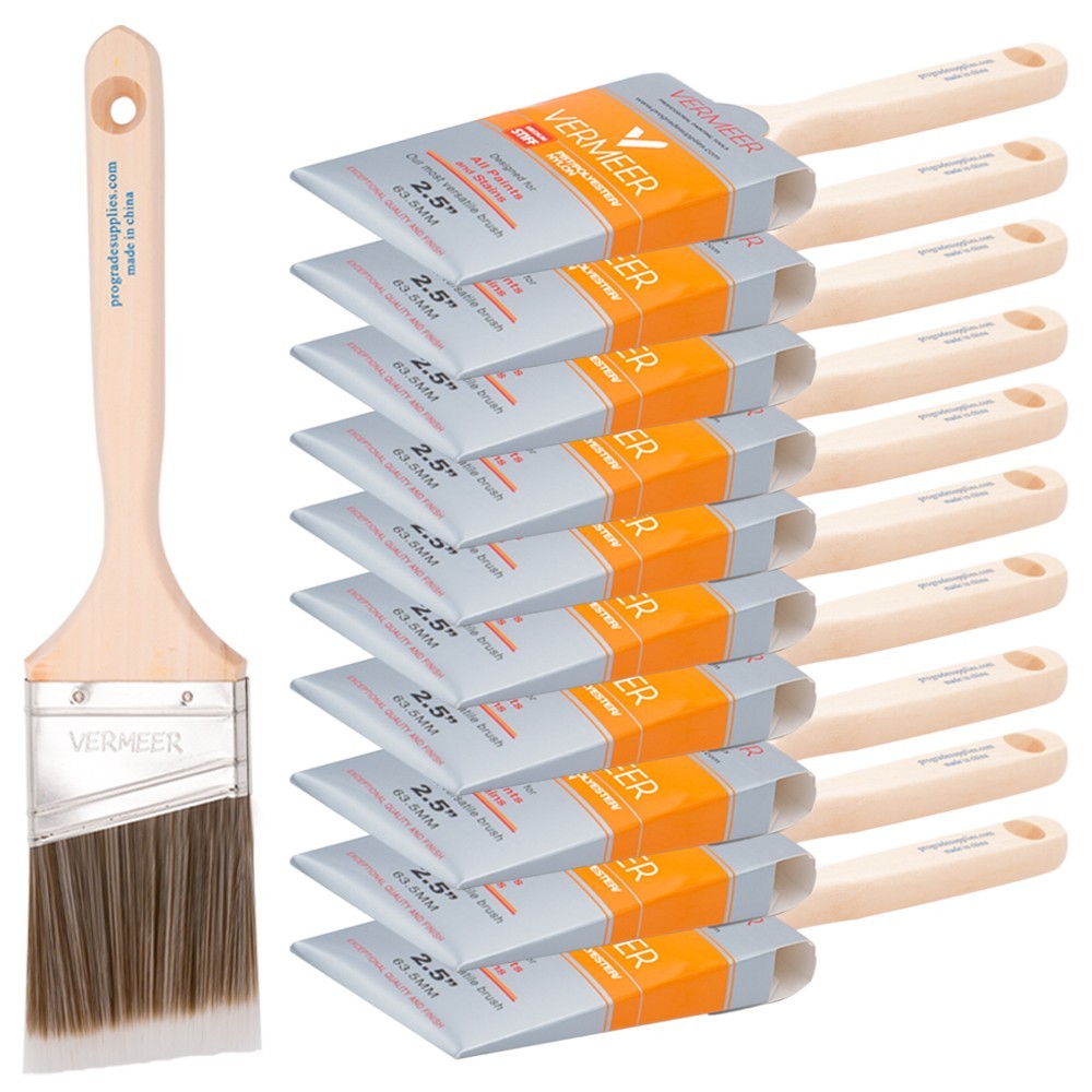 12-Pack – 2.5″ Angle Brushes for All Latex and Oil Paints & Stains