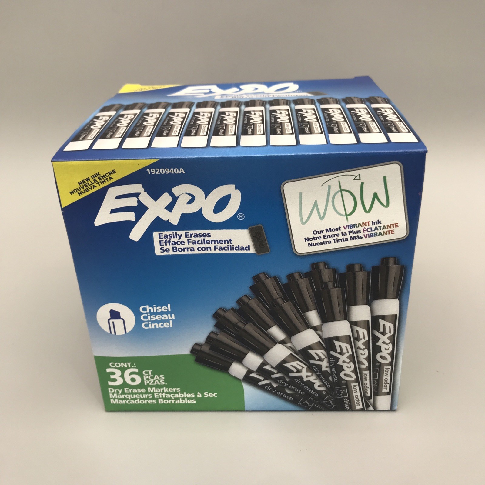 EXPO Dry Erase Markers Low Odor Ink Black Chisel Tip 36 Count New