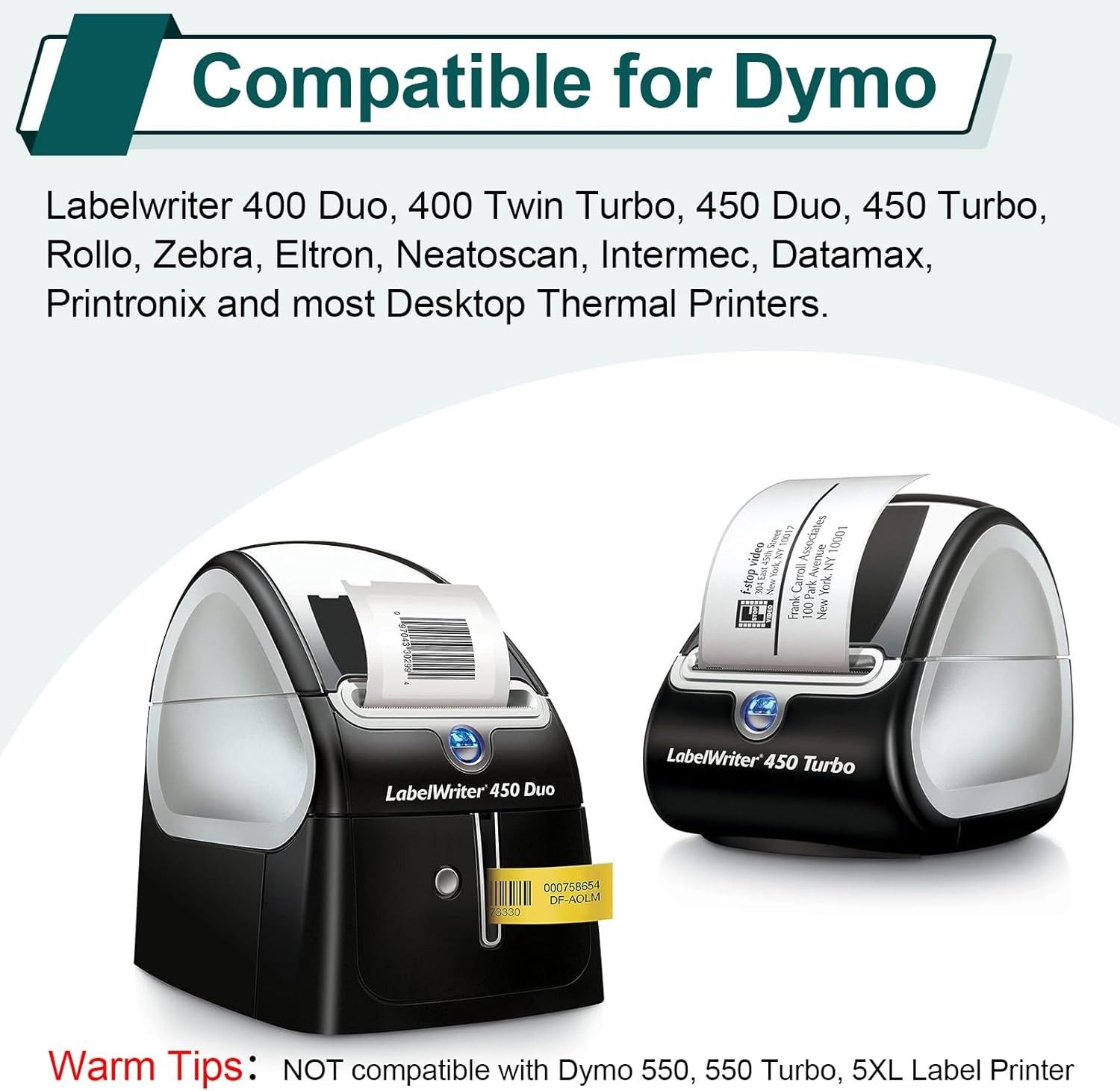 1″ x 2-1/8″ Multi-Purpose Labels 30336 for DYMO LabelWriter 450 Duo 25mm x 54mm