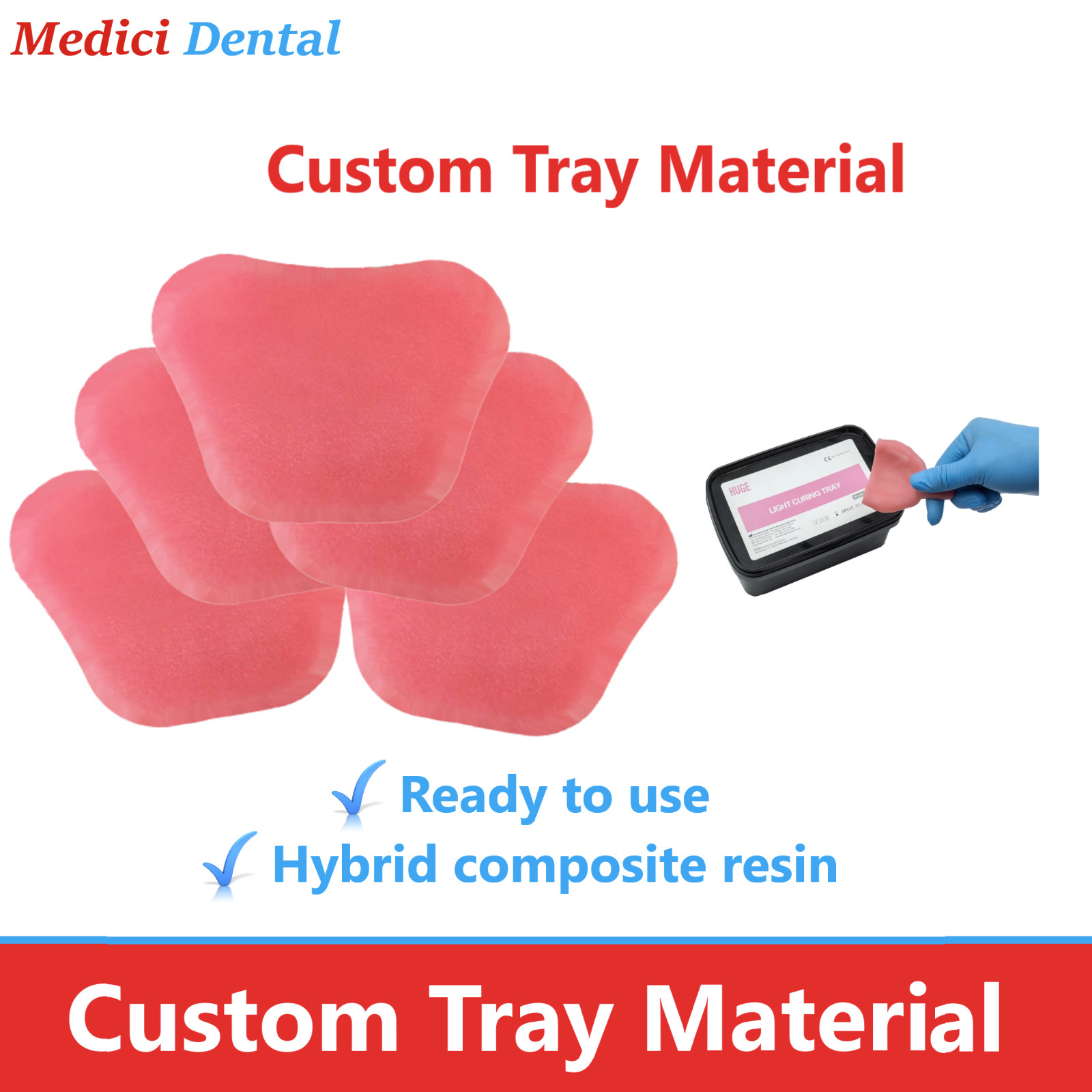 Dental Lab Hybrid Composite Custom Tray Material Light Cured, Blue, Pink, USA