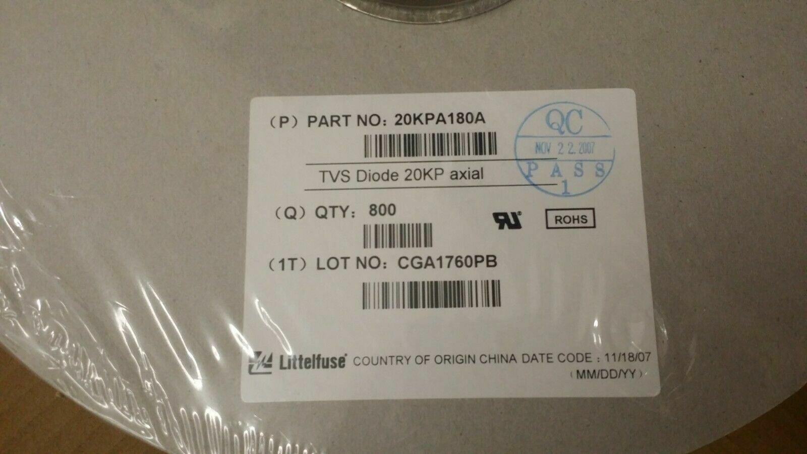 (10 PC) 20KPA180A LITTELFUSE TVS Diode 20000W Axial Uni 5% ROHS