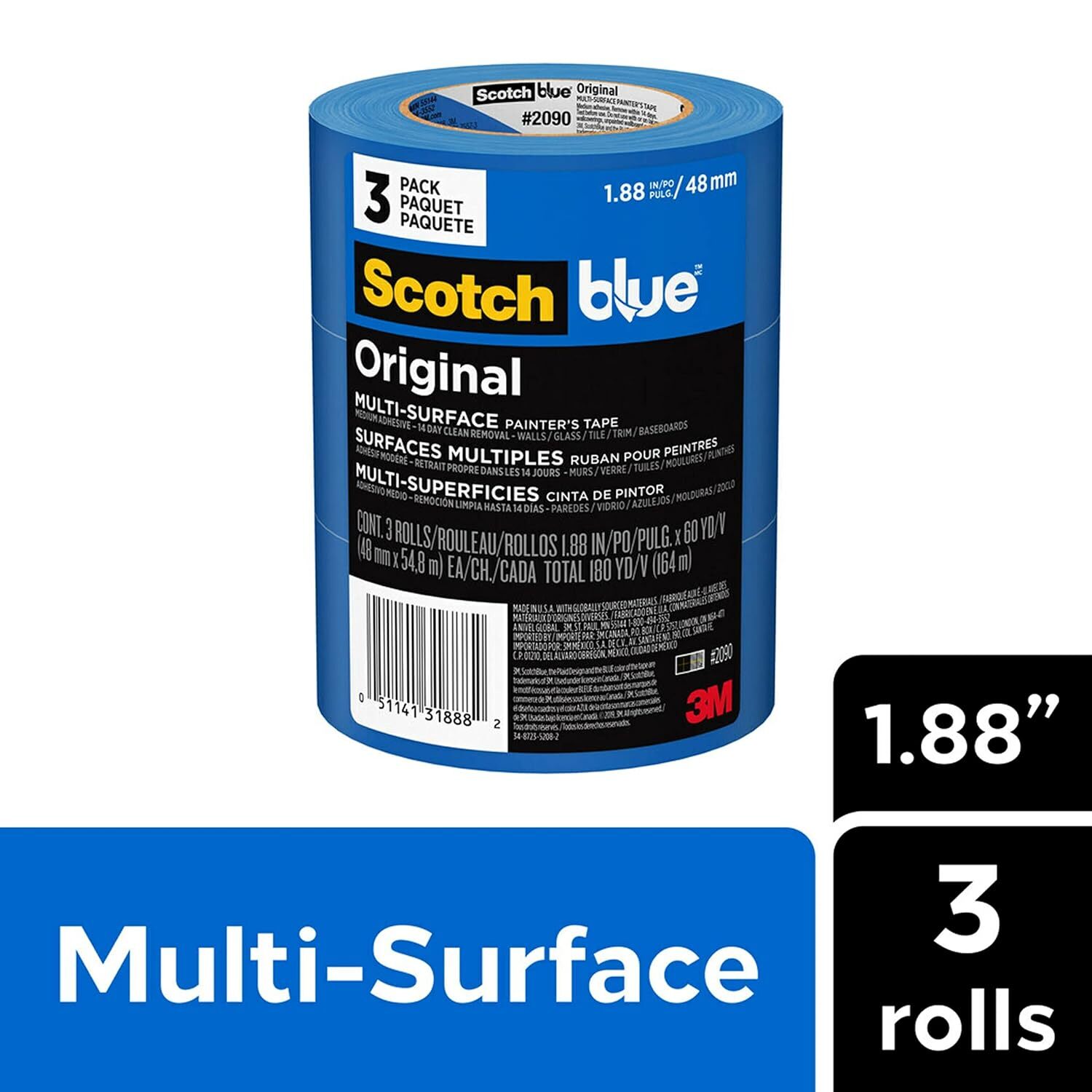 Scotch Painter’s Tape Original Multi-Surface Painter’s Tape, 1.88 Inches x 60