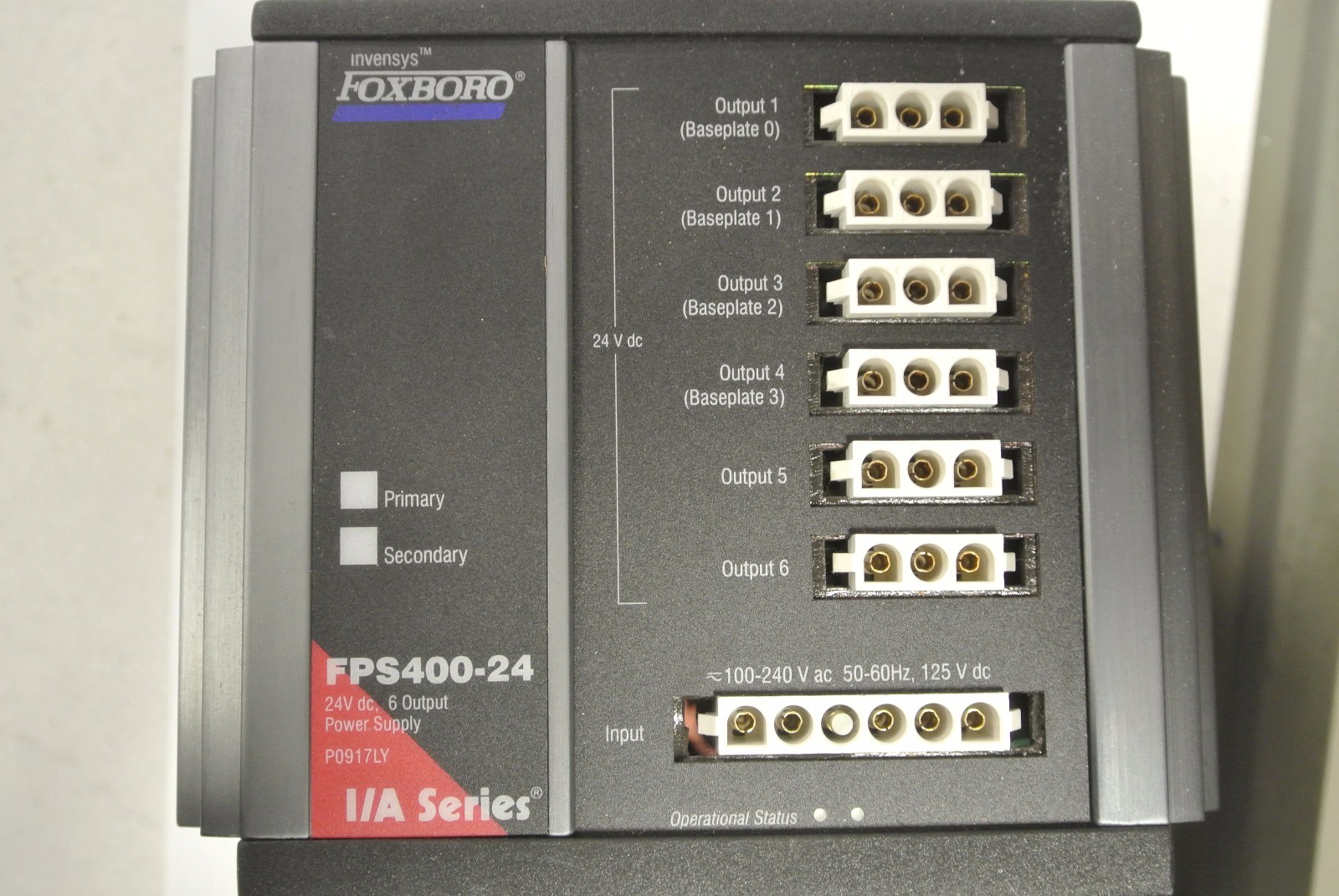 Invensys FOXBORO FPS400-24 24 Vdc 6 Output Power Supply 120-240 VAC Input