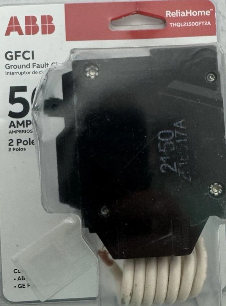 New ABB 50A 2-Pole GFCI Breaker THQL2150GFT2A 240V Ground Fault Interrupter