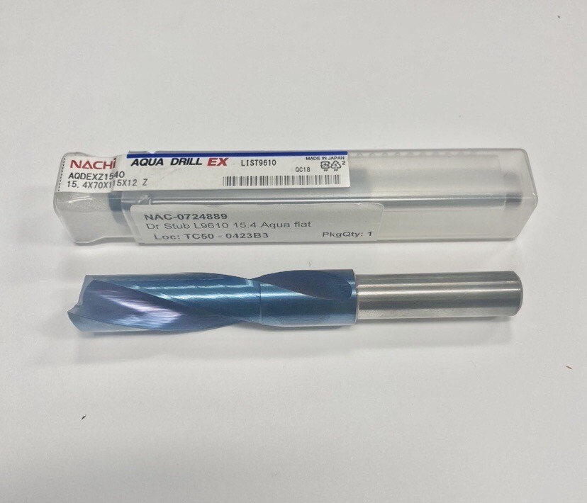 NACHI 15.4mm Carbide Flat Bottom Drill 12mm. AQDEXZ1540. 115mm OAL