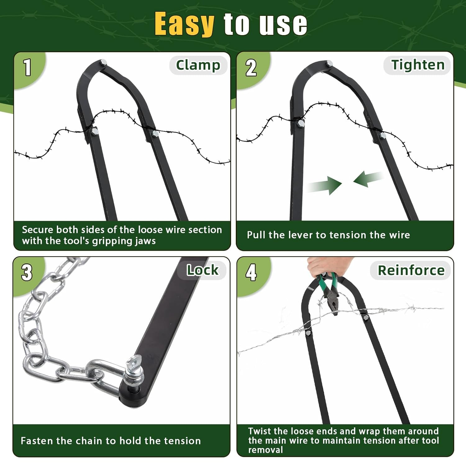Fence Wire Repair Tool, Fence Fixer for Fence Repair, Barbed Wire Fence Stretche