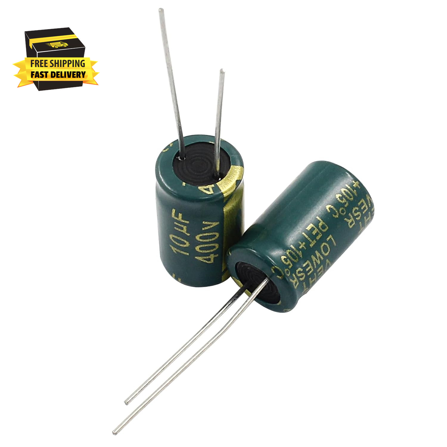 10PCS 400V 10UF Electrolytic Capacitor, 0.39X0.63In High Frequency Aluminum Elec