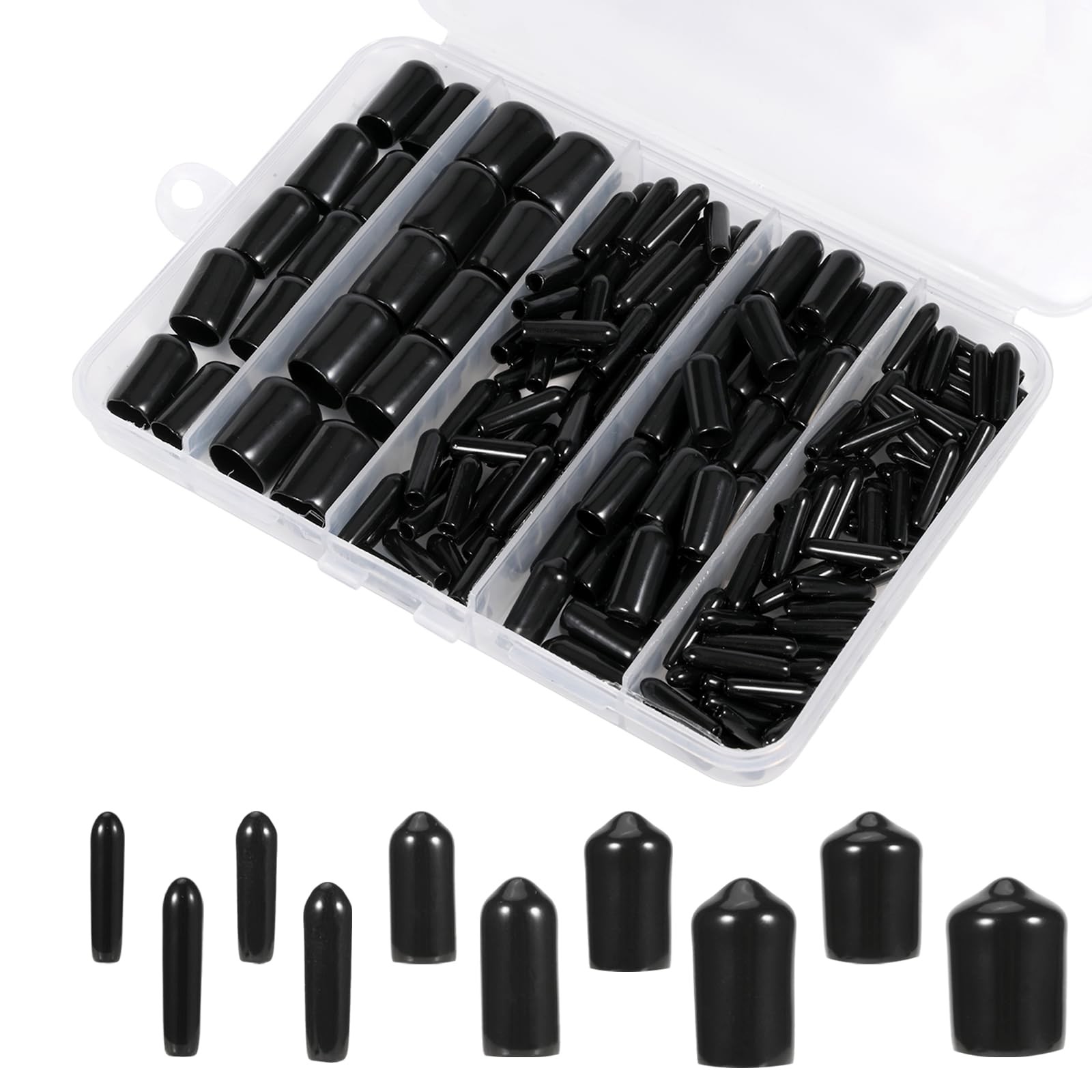 200pcs Round Rubber End Caps, Premium Vinyl End Cap for Bolts & Screws, End C…