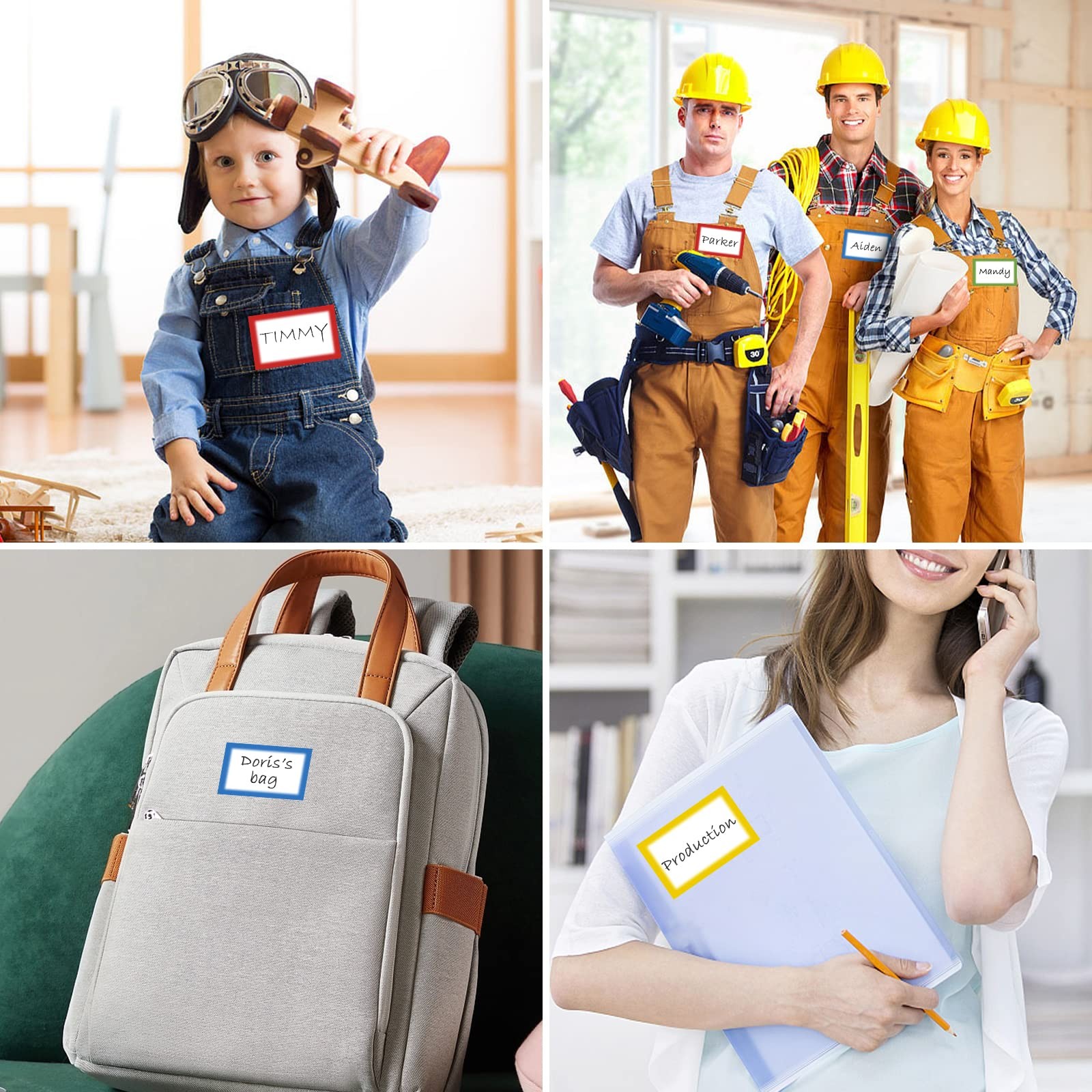 MFLABEL® Colorful Plain Name Tag Labels – 200 Stickers, 1 Rolls,
