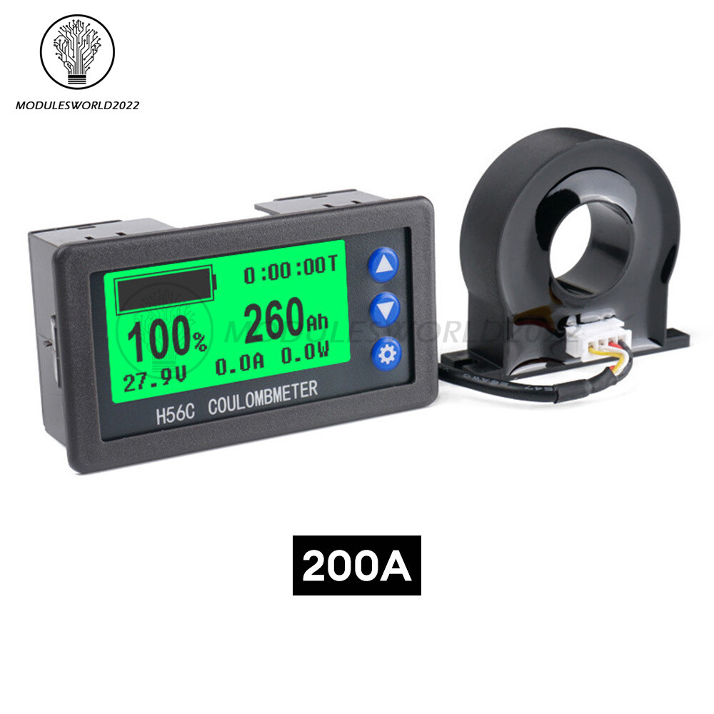 DC 9-100V 100A/400A Battery Level Monitor Hall Coulomb Meter Voltmeter Ammeter