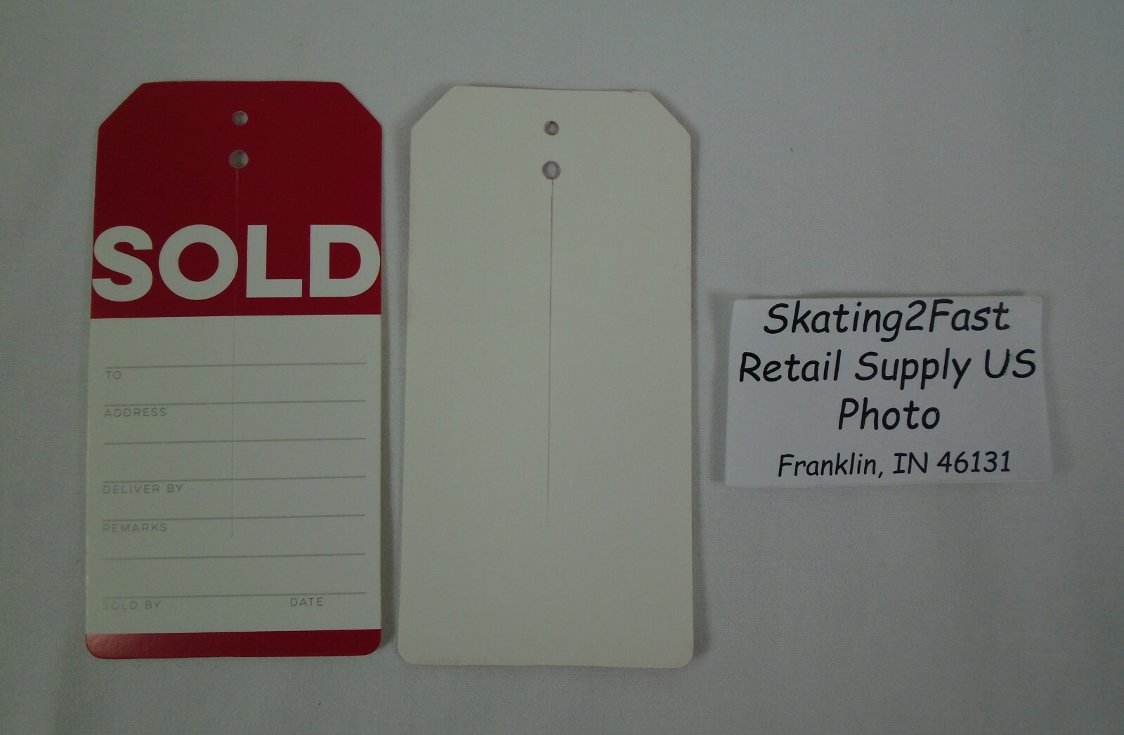 Qty. 100 Sold Tags with Slit Merchandise Tags Red / White