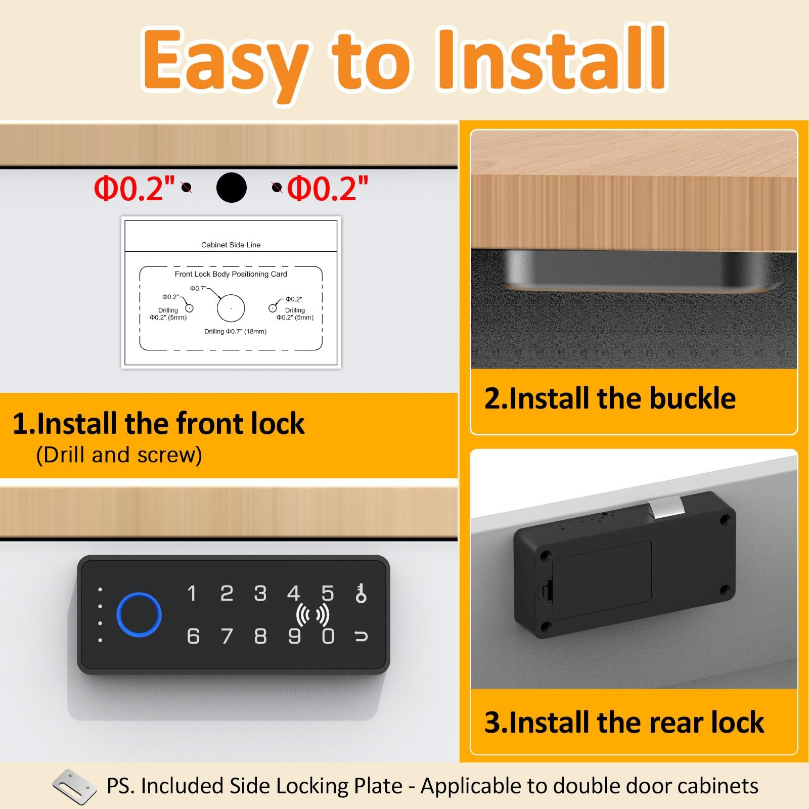 Childproof Smart Cabinet Lock with Fingerprint and Passcode, Liquor File Cupb…