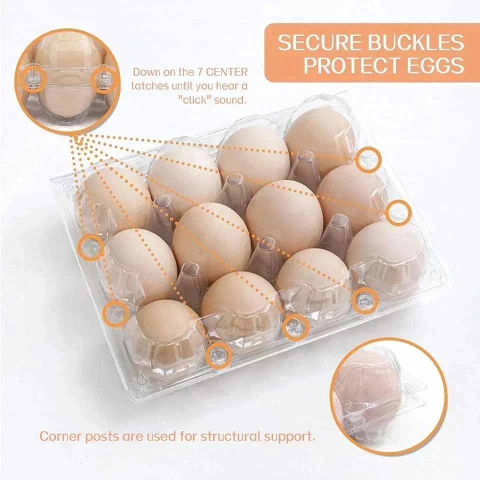 100 Packs Egg Cartons Cheap Bulk Plastic for 12 Eggs Clear Egg Cartons