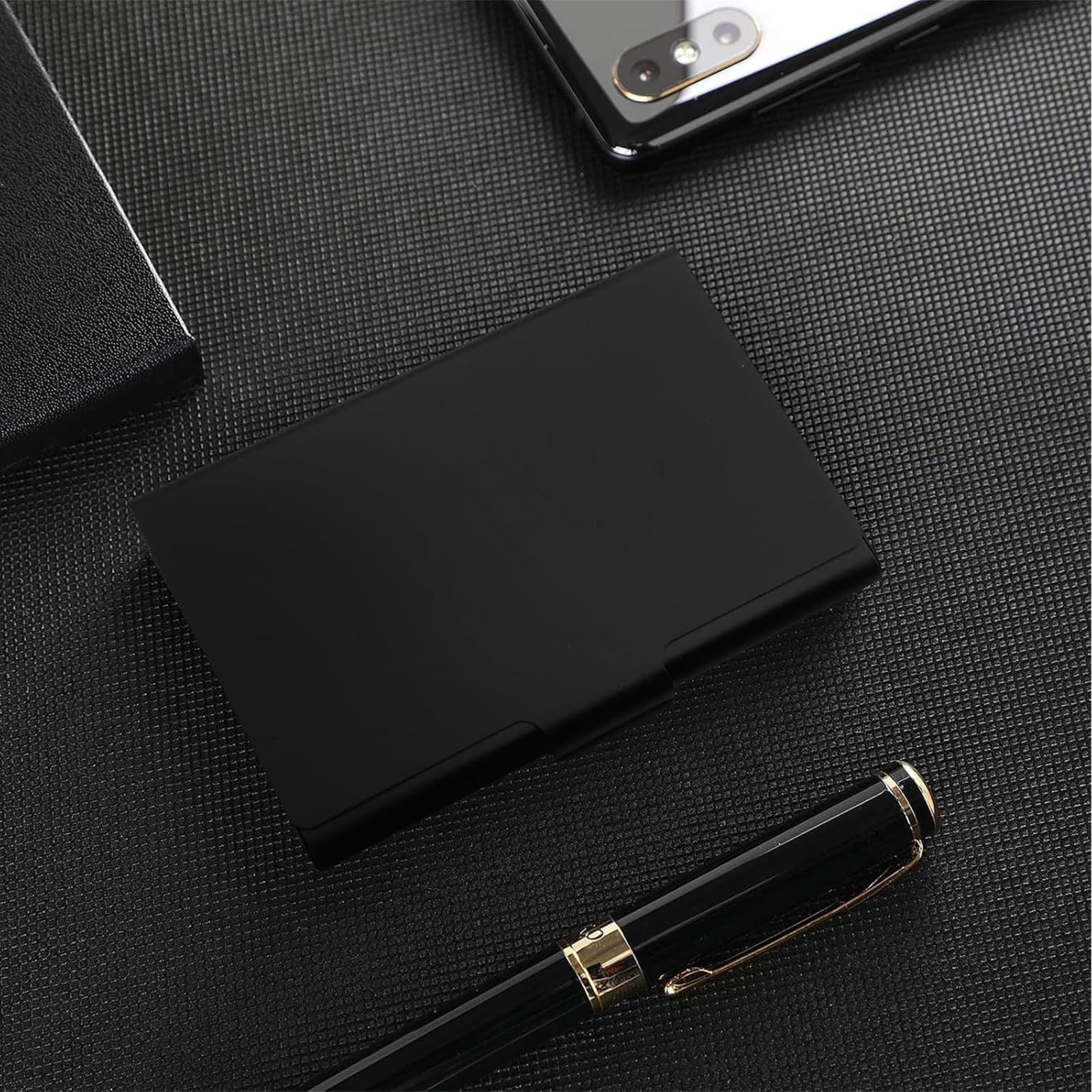 WBHLMZIR 4 Pack Slim Business Card Holder Case for Men 10mm, Black