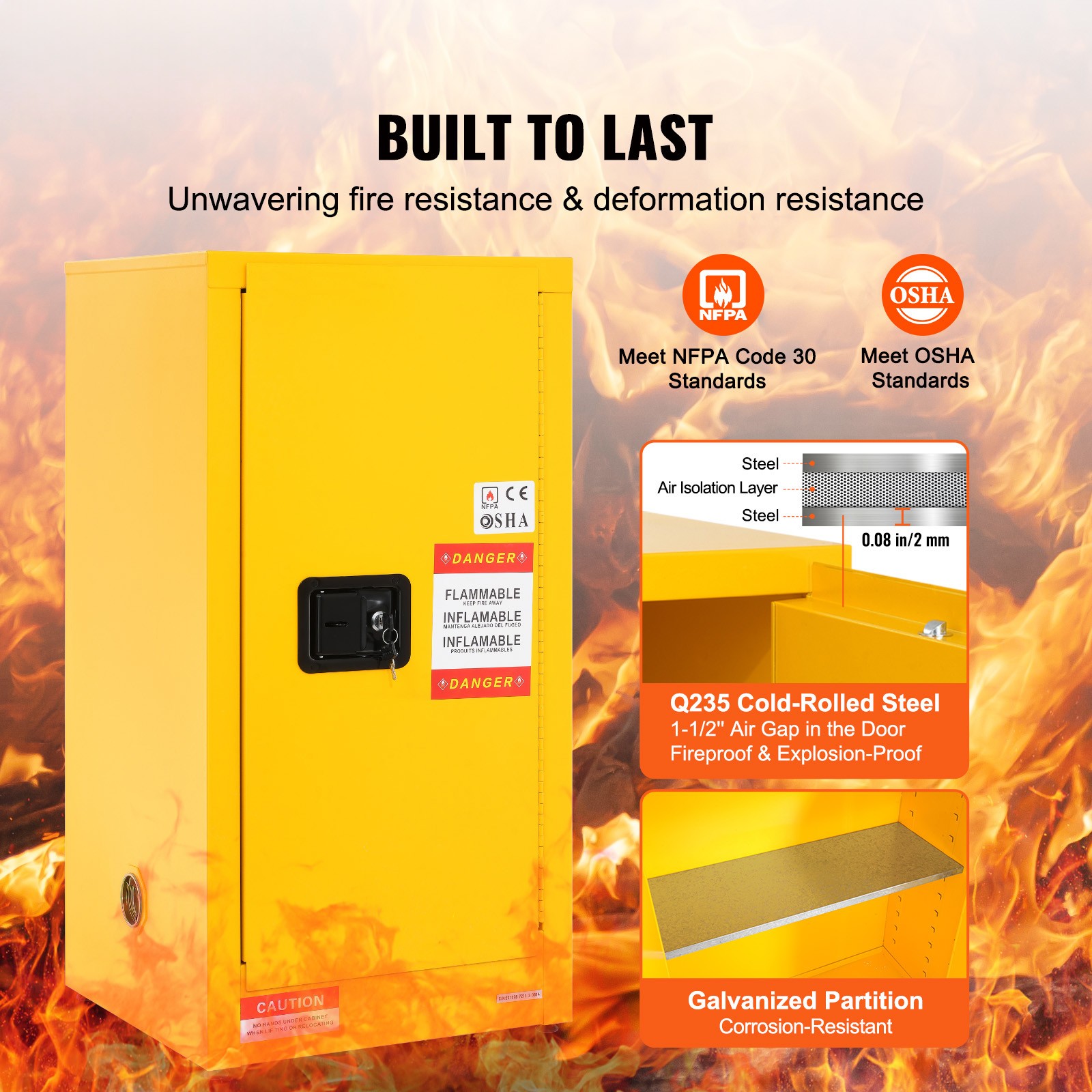Uimoso Flammable Liquid Safety Storage Cabinet, 16 Gal, 18.1×18.1×35.4 in