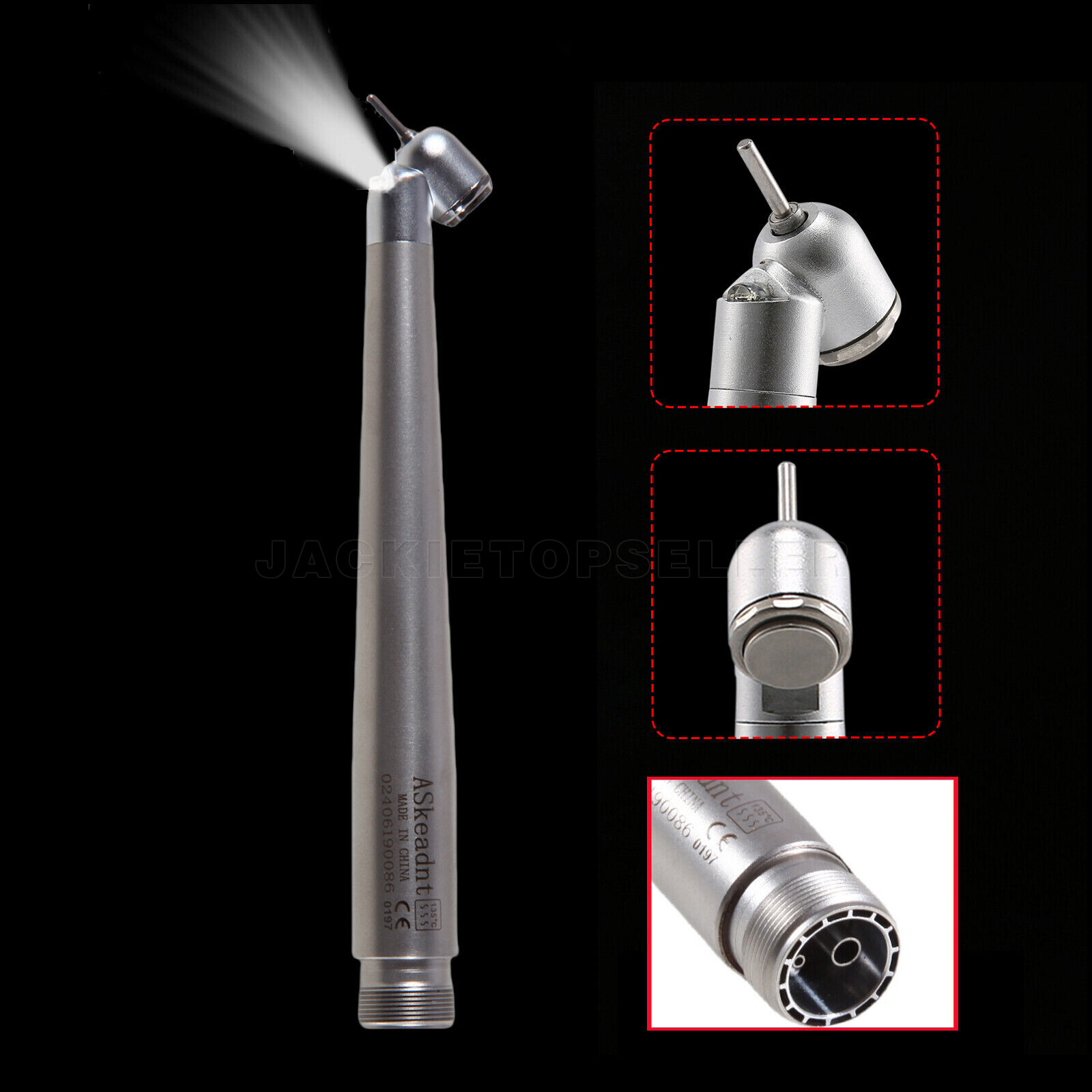 LED Dental Surgical Handpiece 45° Angle 2 Hole Borden Rear Exhaust Impact Air