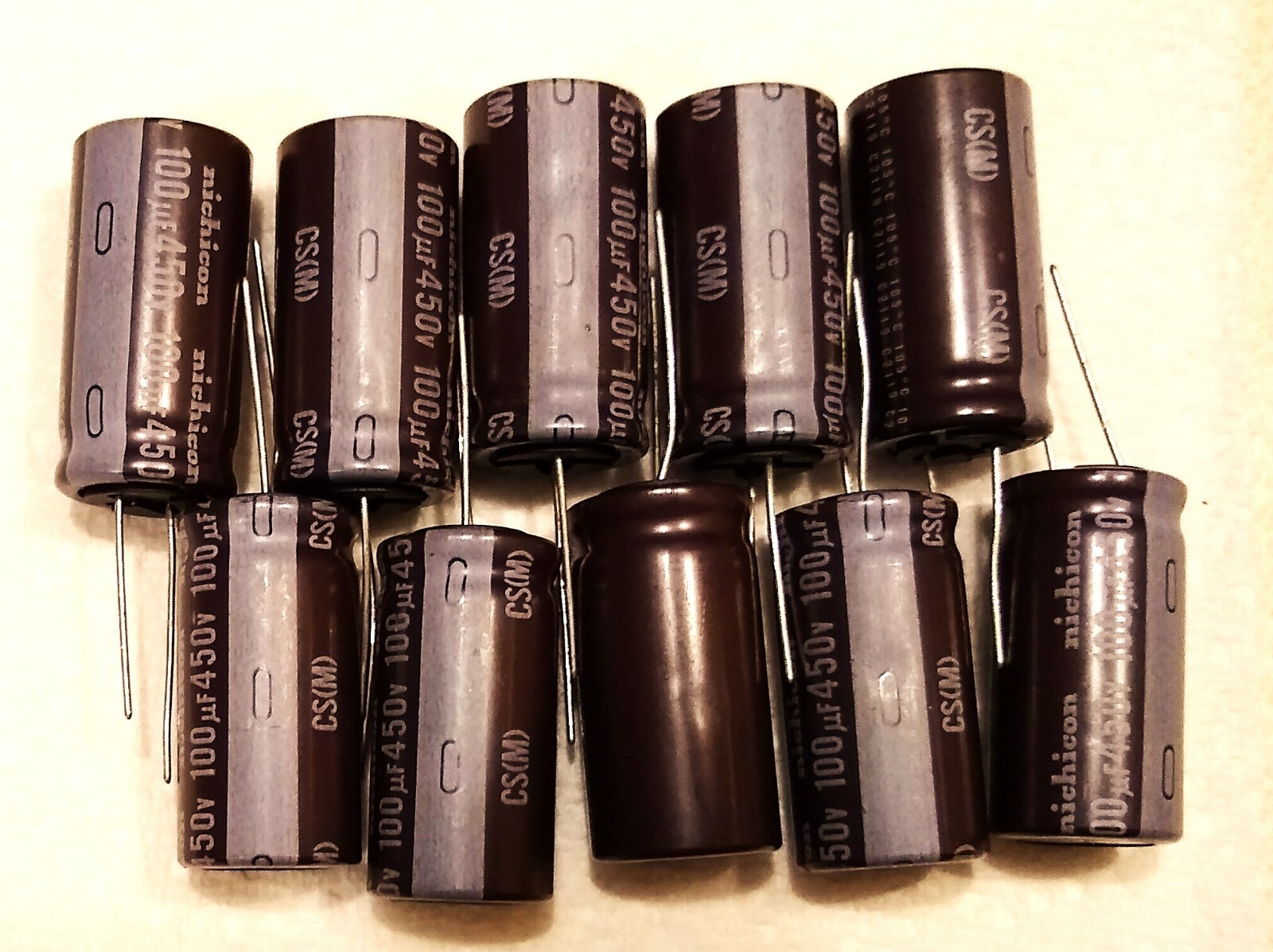 10X 100uF 450V NICHICON Electrolytic Capacitor 17mm X 35mm 105°C