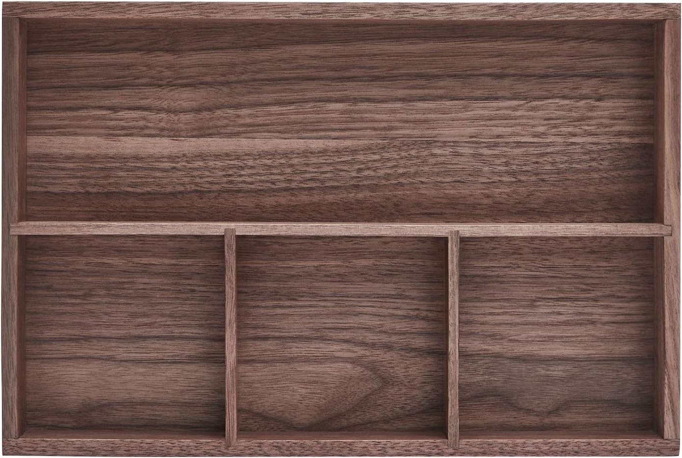 Elegant Black Walnut Wood Organizer Tray for Desk & Drawer Storage