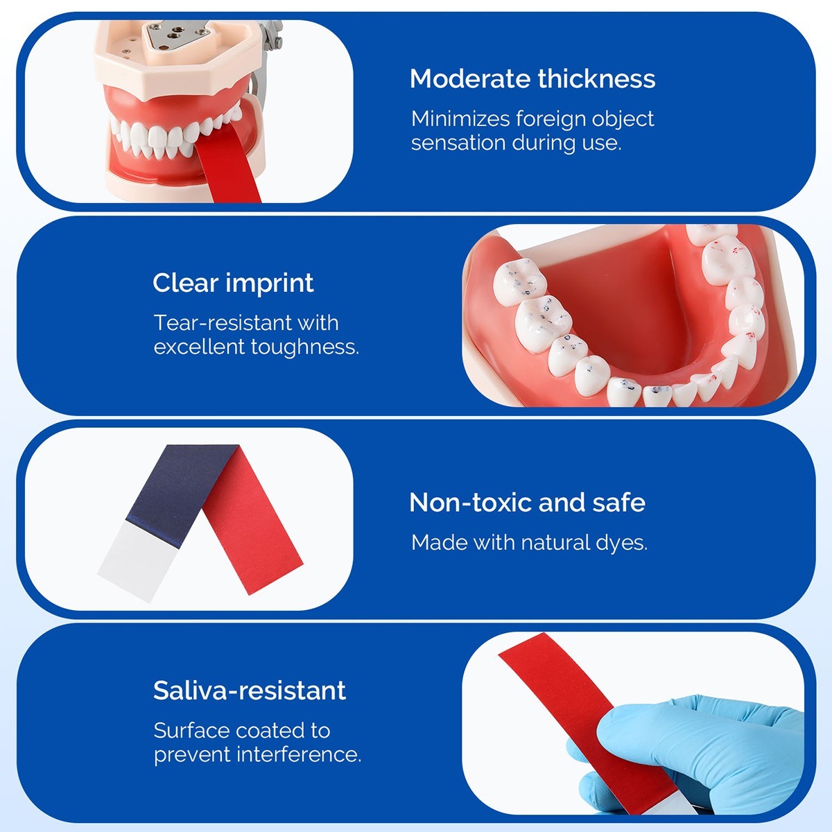 15sheet/book Dental Articulating Paper Hydrophobic Double Sided Strip Bite Paper