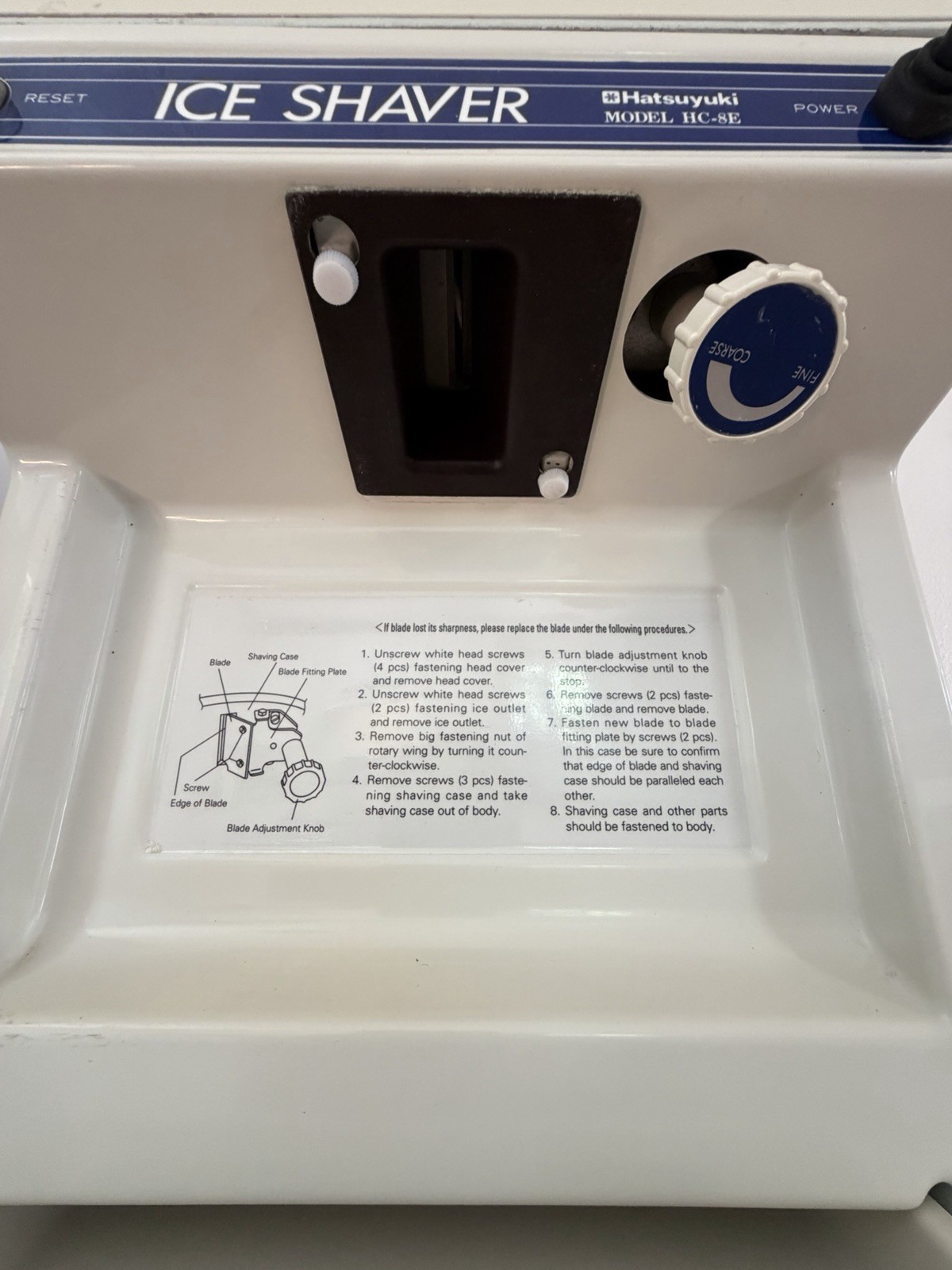 Hatsuyuki HC-8E Commercial Ice Shaver 115v 60Hz Chubu Corp