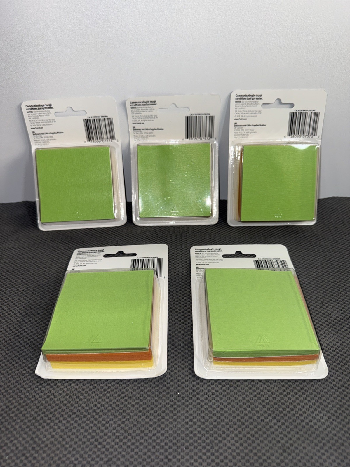Post-it Extreme Notes (5 PACKS) 3″x3″ 3 Pack 135 Sheets Org Yell Grn New Sealed