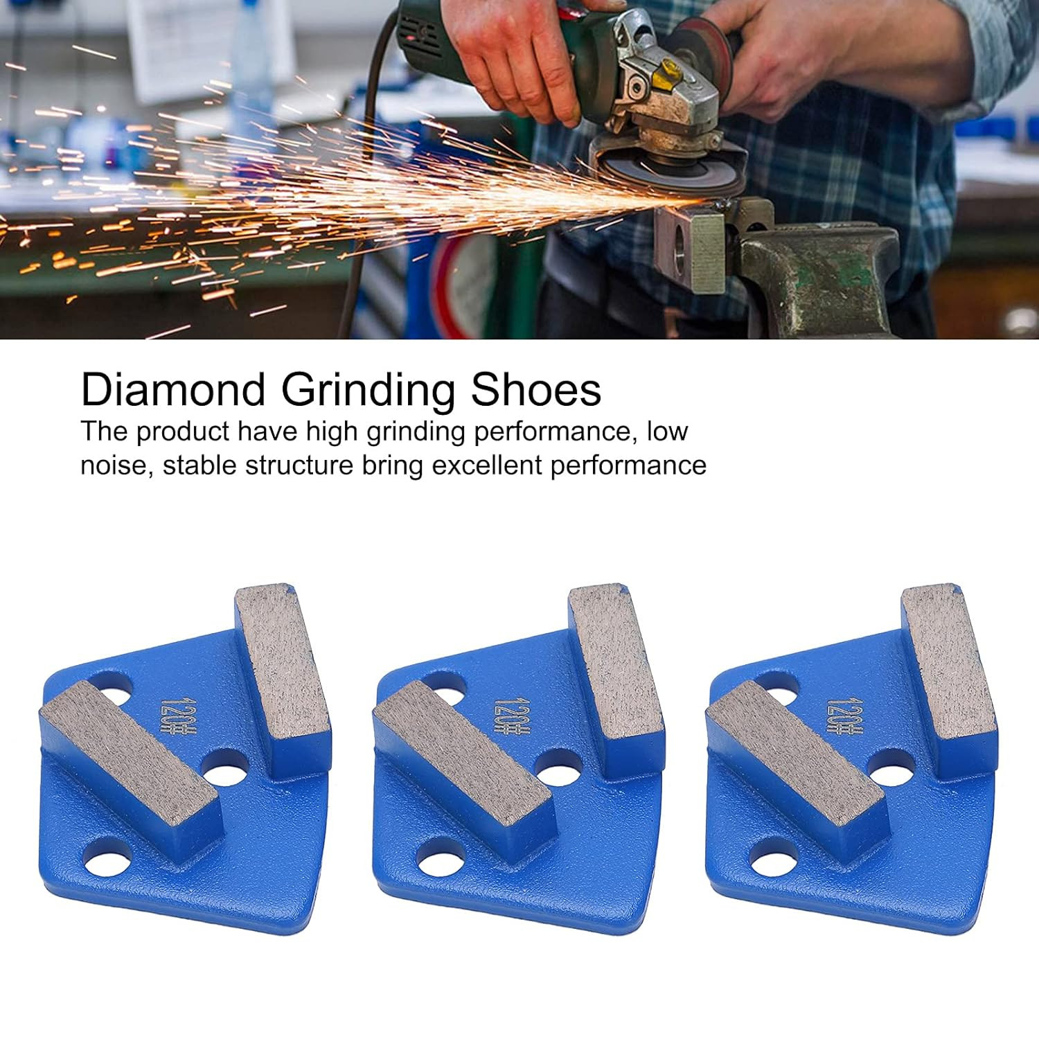 3Pcs Trapezoid Grinding Shoes for Concrete Paint Floor, Floor Grinding Discs, Me