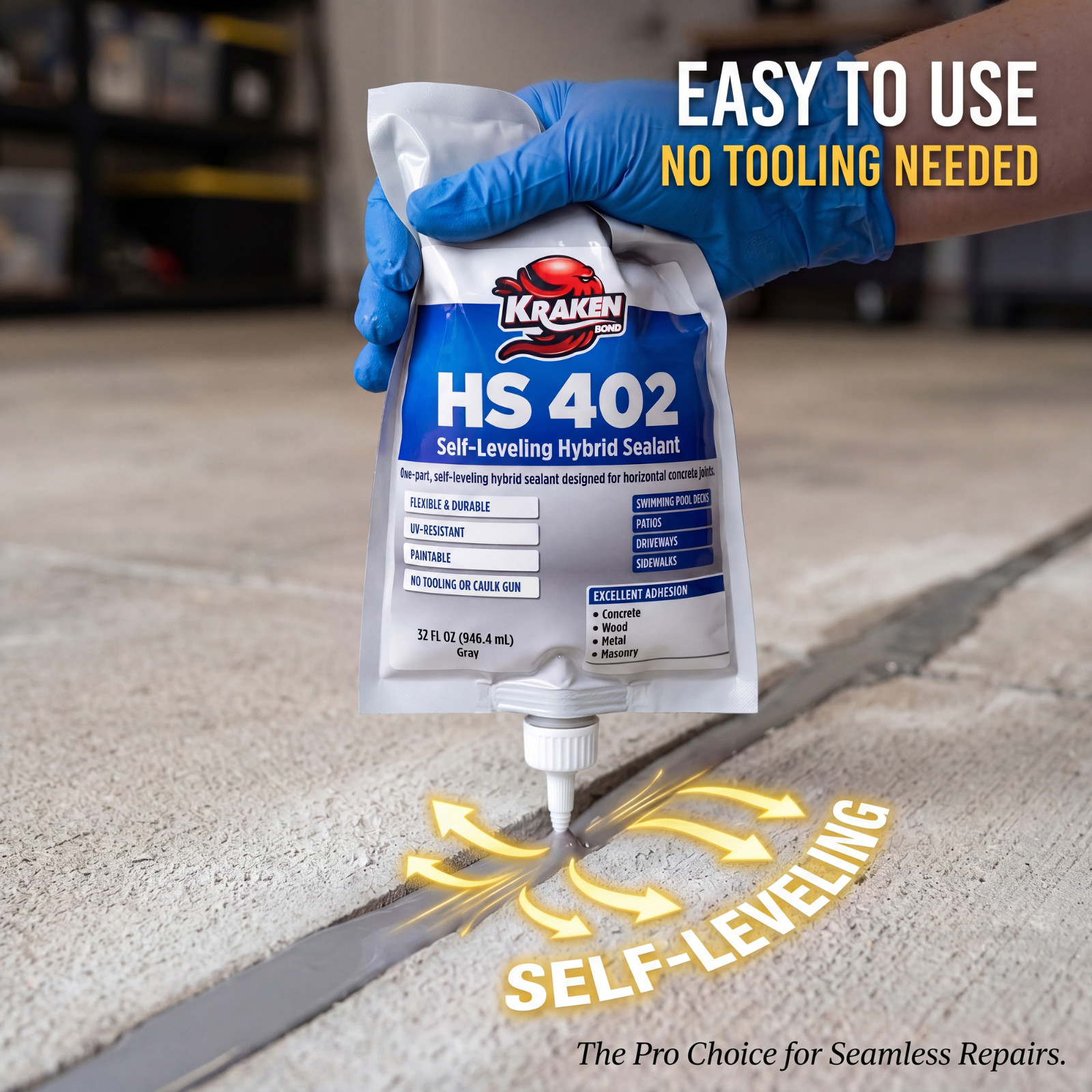 Kraken Bond HS 402 Self-Leveling Hybrid Sealant, 32fl.oz 12 Pack – Gray