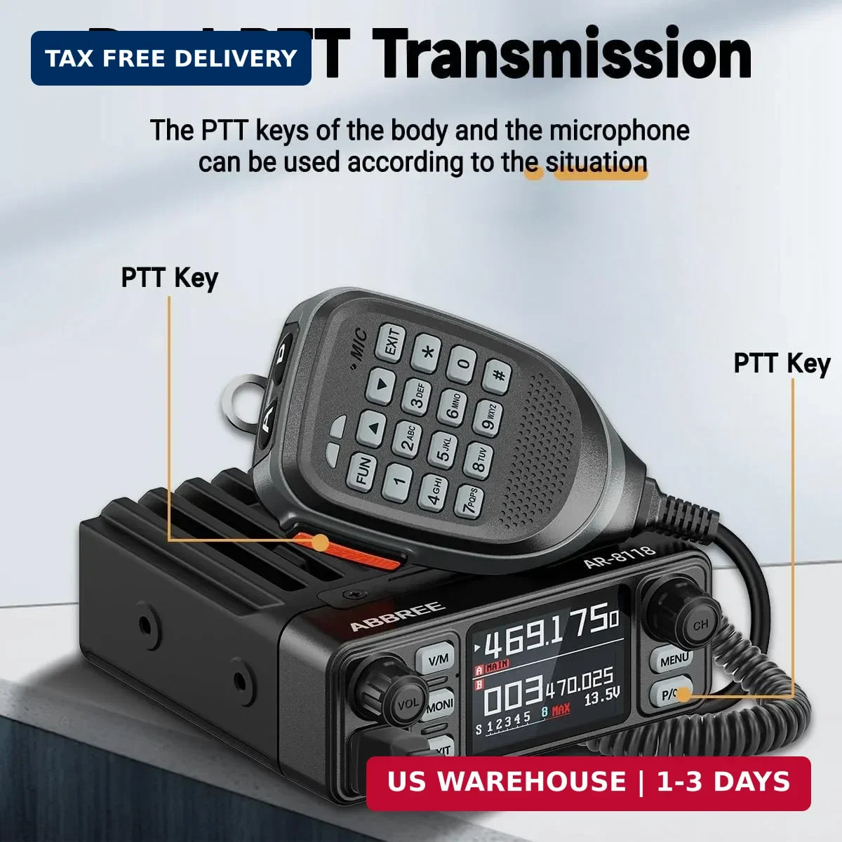 AR-8118 GMRS Mobile Radio, 25W Long Range GMRS Repeater Capable Base Station,…