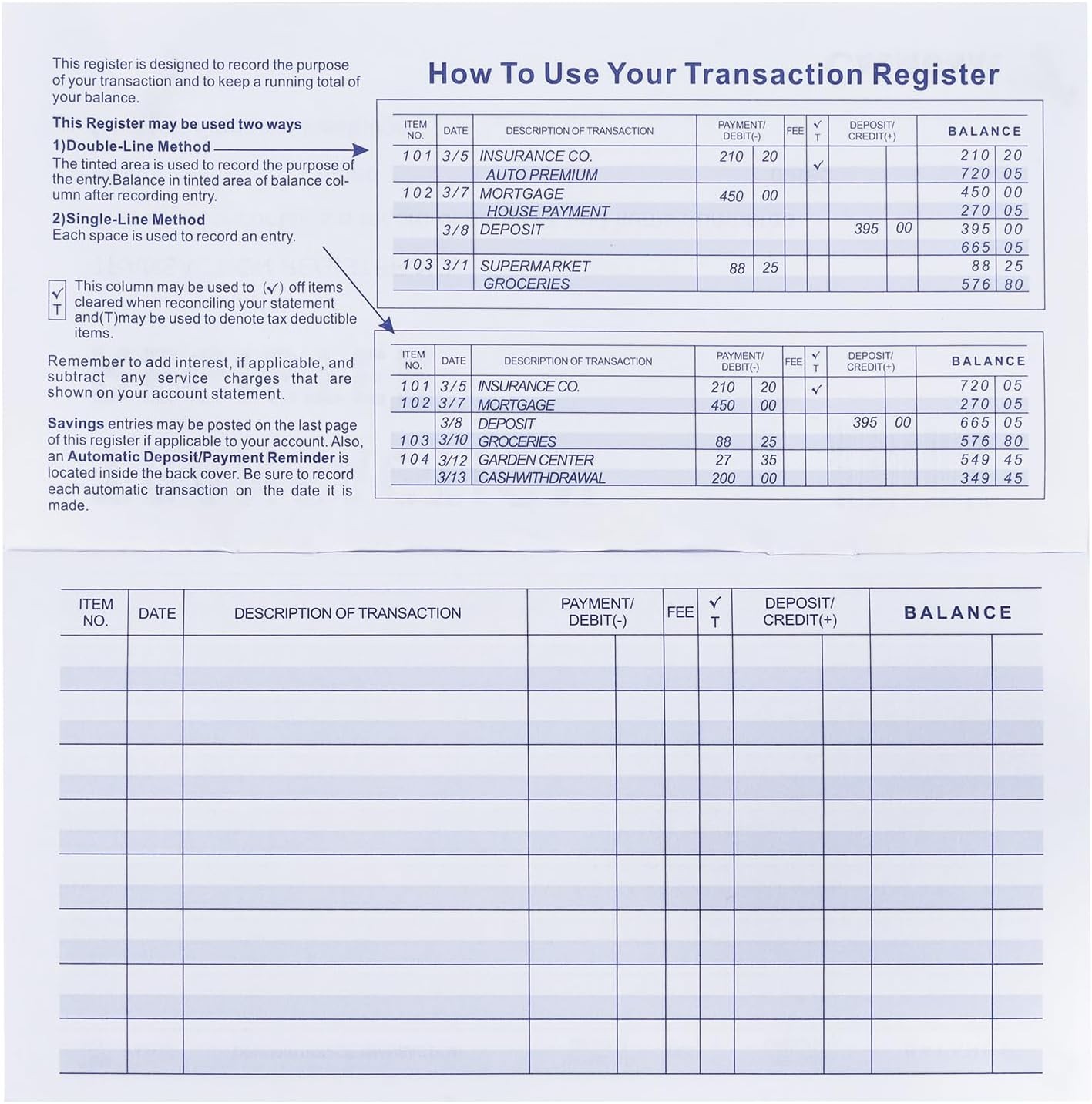 20 Pack Checkbook Register, Check Registers for Personal, Blank Ledger Transa…