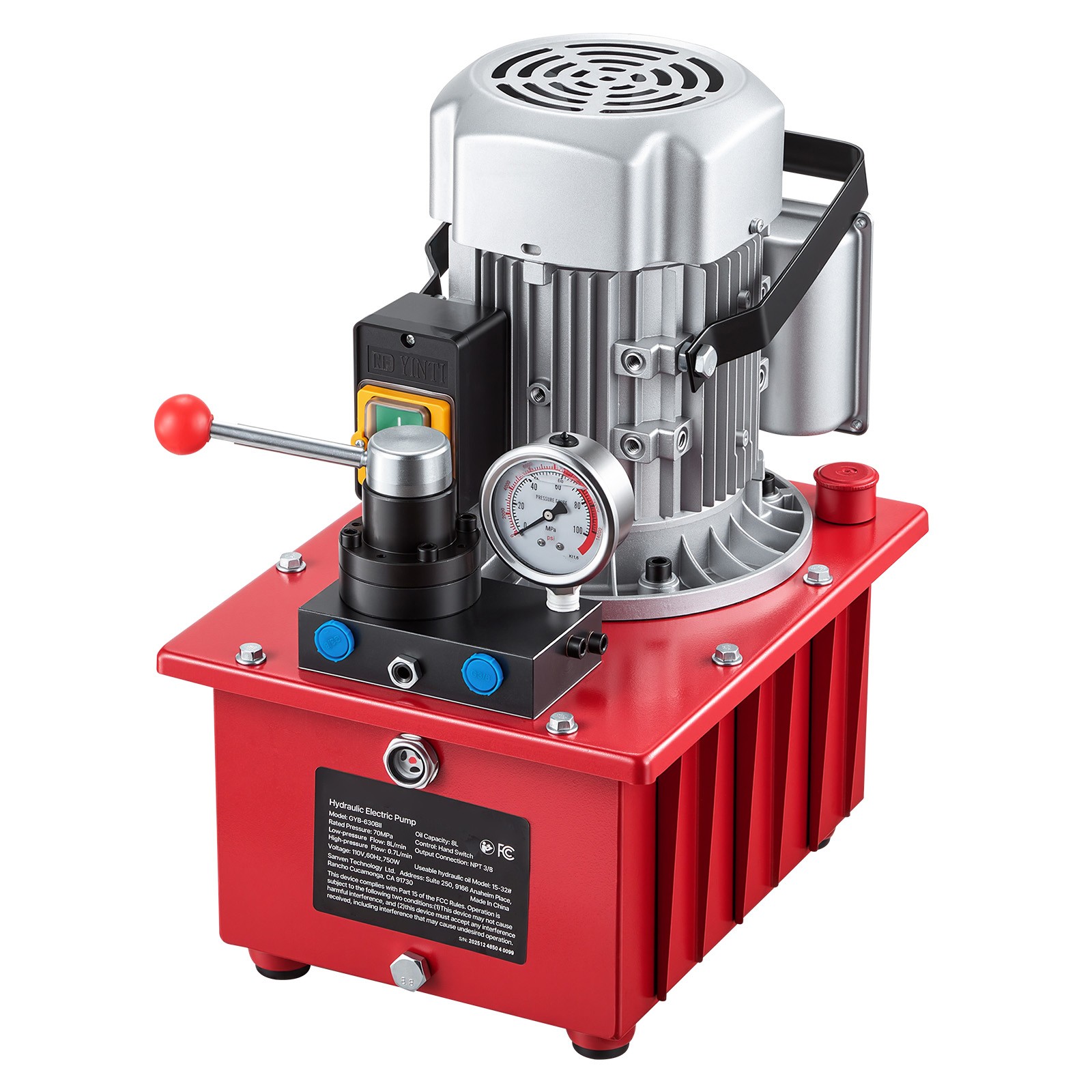 Uimoso Electric Hydraulic Pump 750W 10000 PSI Dual-Action Hydraulic Power Unit