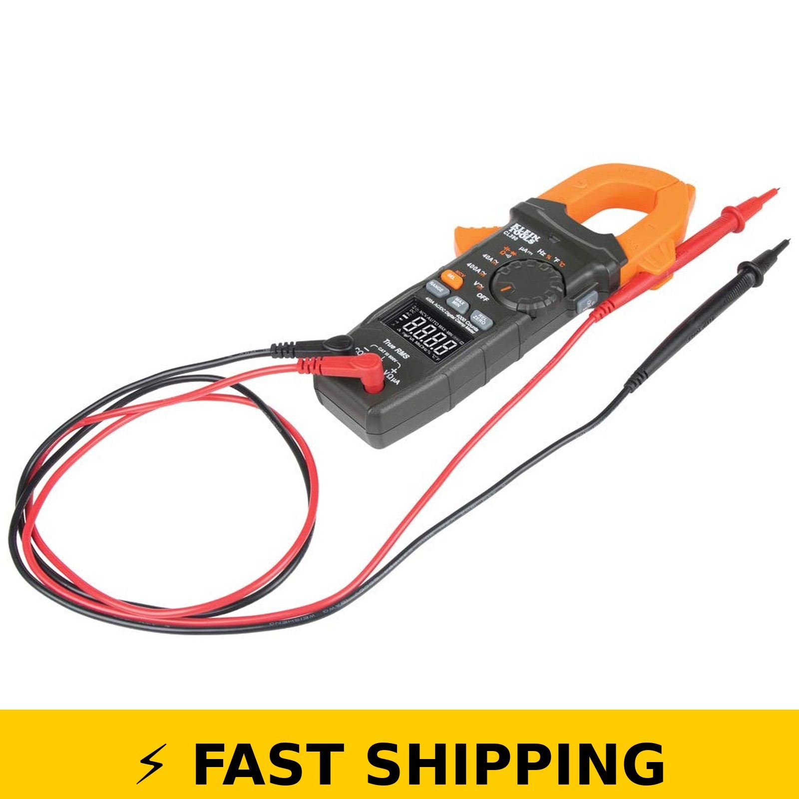 Klein Tools CL390 Digital Clamp Meter, 400 Amp, Hi-Viz LCD Display