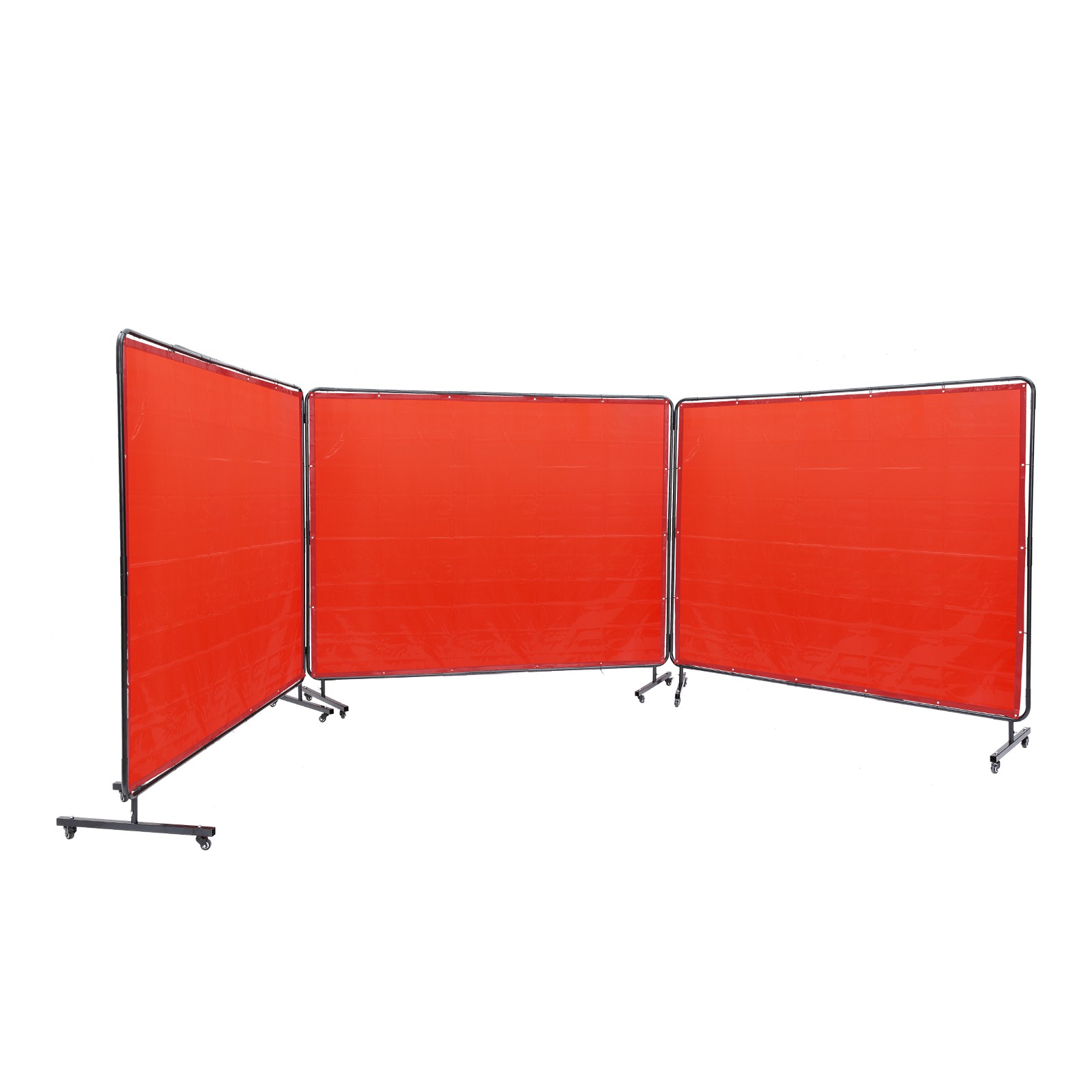 VEVOR Welding Screen with Frame 3 Panel 6′ x 8′ Welding Curtain Screen 12 Wheels