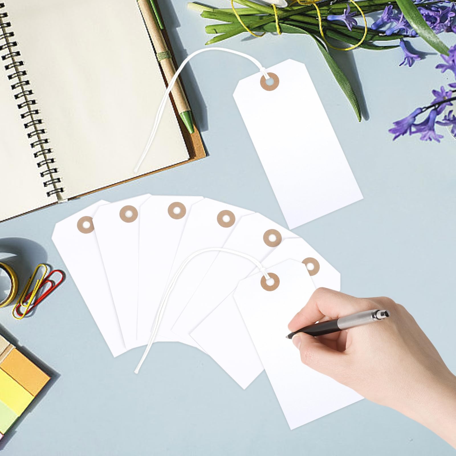 150 PCS Blank Shipping Tag 4.75×2.375 Inches Manila Label String White DIY