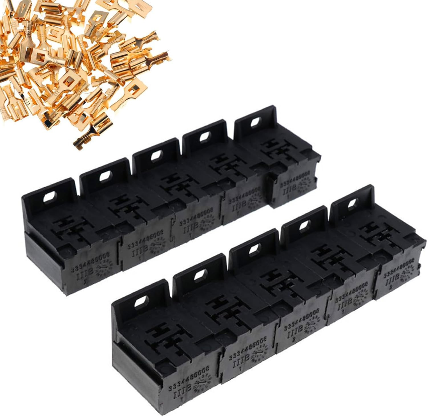 Pack of 10 Relay Base Holder 5 Pin Socket with 50 Terminals 6.3Mm/0.24In Kits