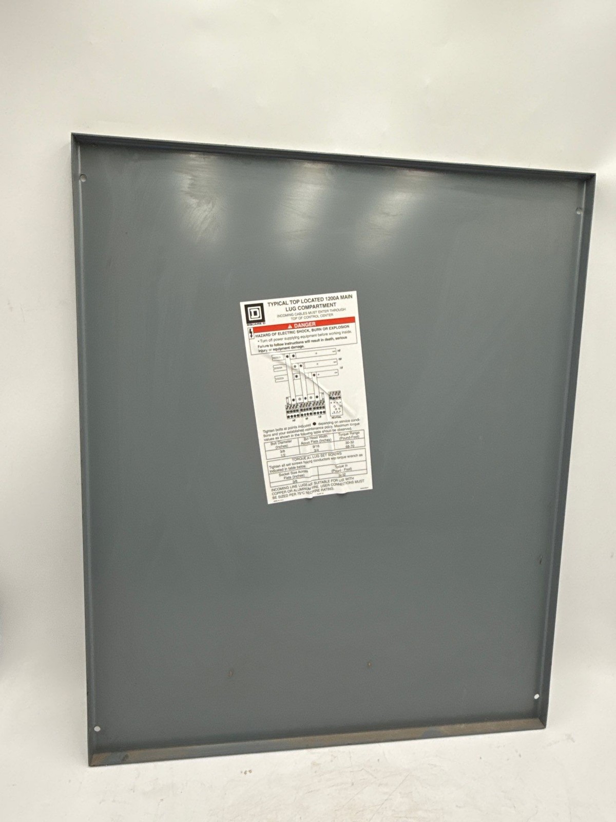 Square D Model 6 24in x 19-1/2in MCC Filler Name Plate Motor Control Center