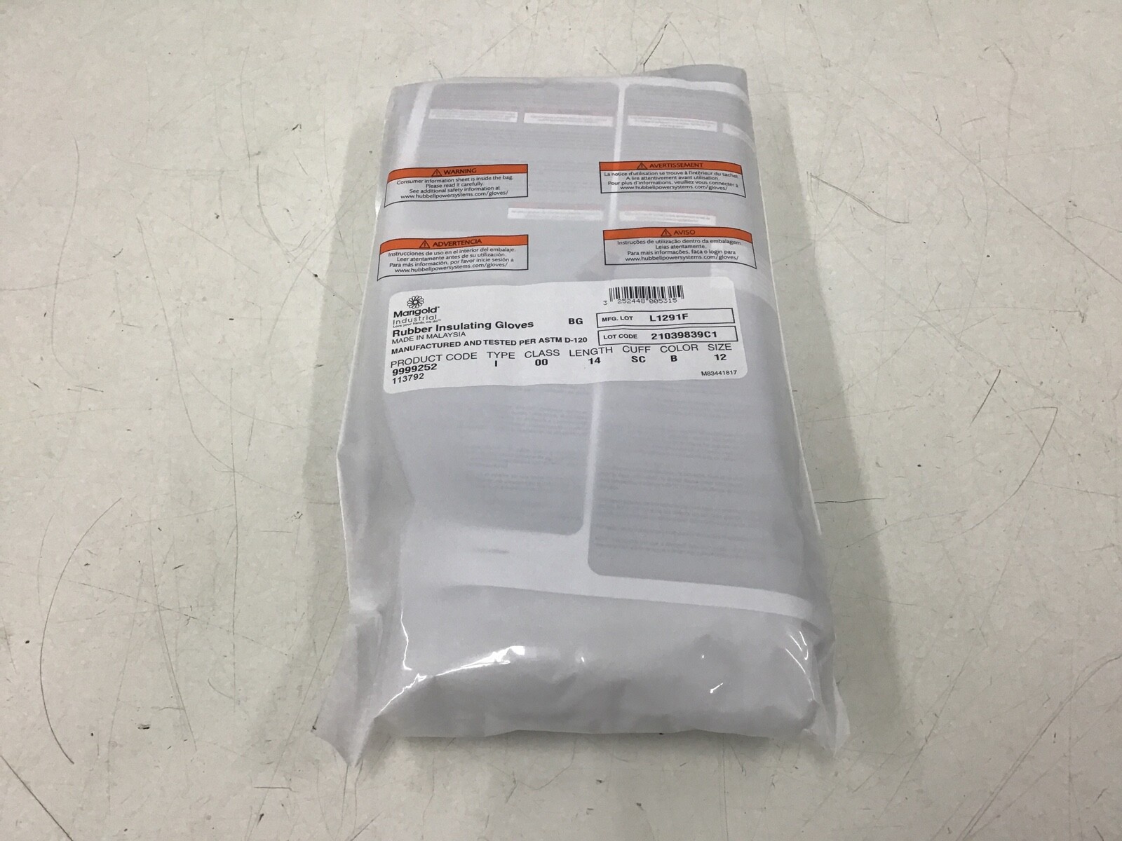 ANSELL – CLASS 00 B 14 Electrical Insulating Gloves Black 500V AC / 750V DC 1 PR