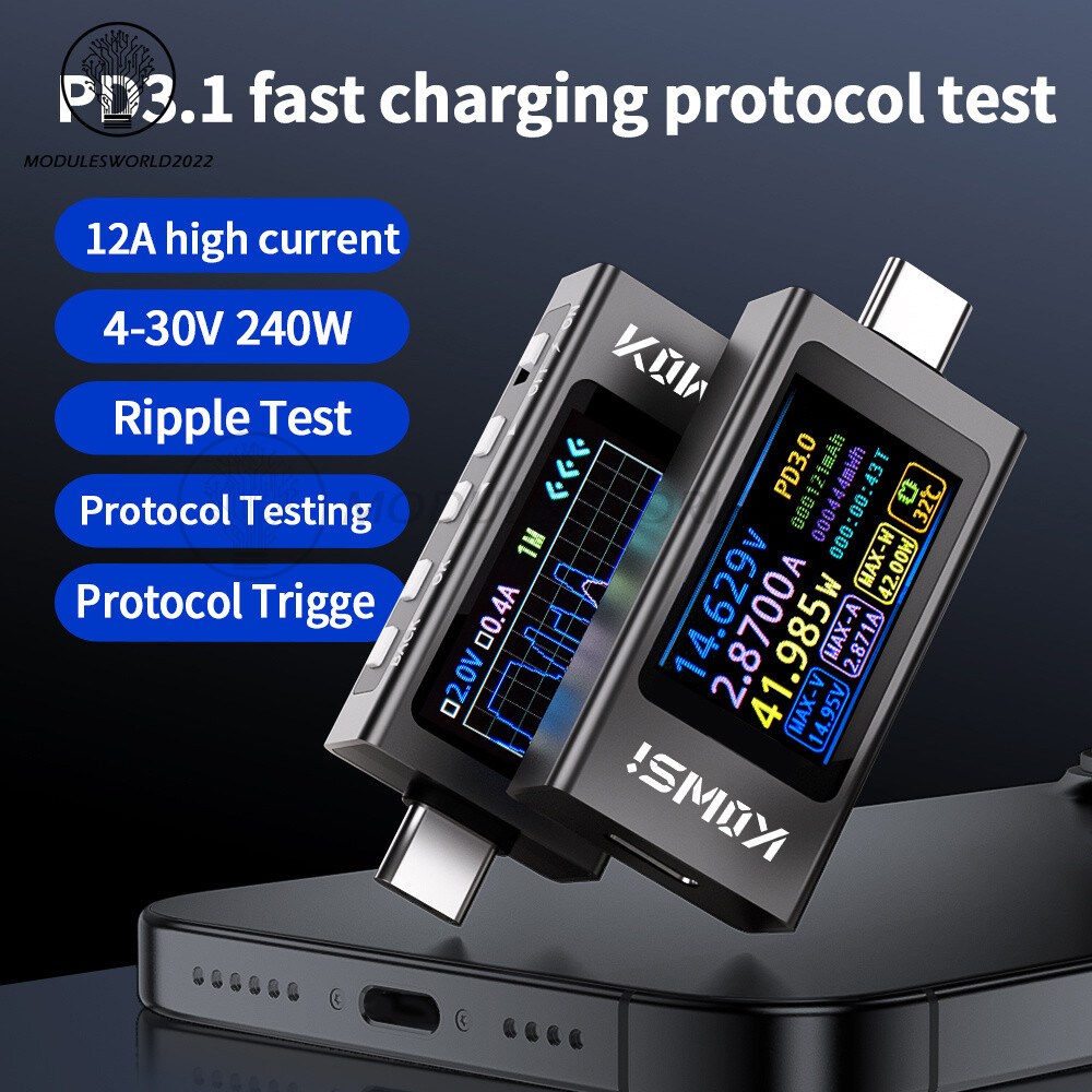 KWS-X1 Type-C Power Tester Voltage Current Meter USB-C Multimeter DC 4-30V 0-12A