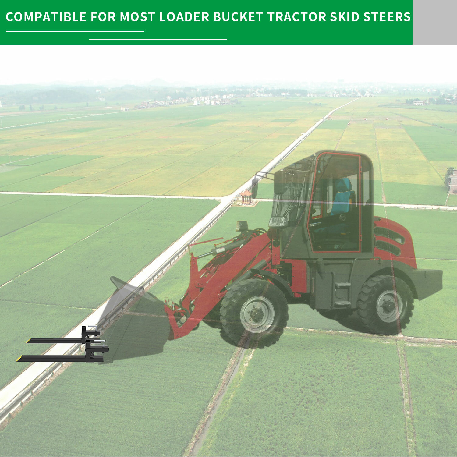 2000lbs Clamp Loader Bucket Forks Tractor Skid Steer Heavy Duty 43″ Pallet Forks