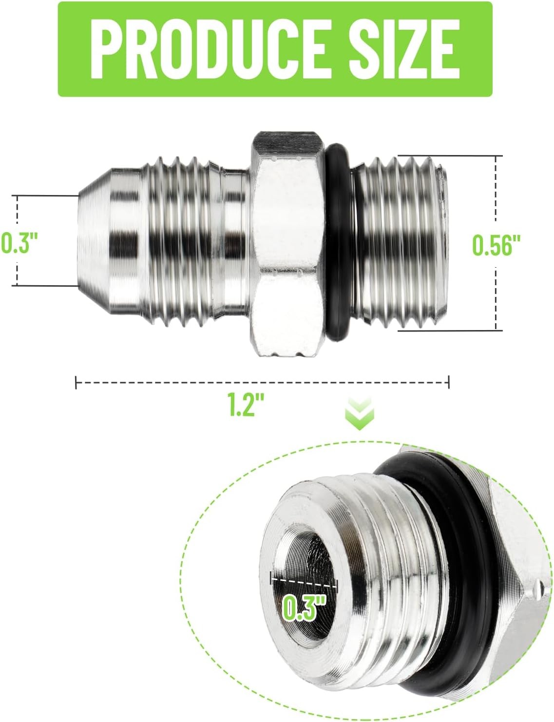 10x Hydraulic Hose Adapter Fittings: 3/8″ JIC 37° Male x #6 SAE/ORB Male Thread