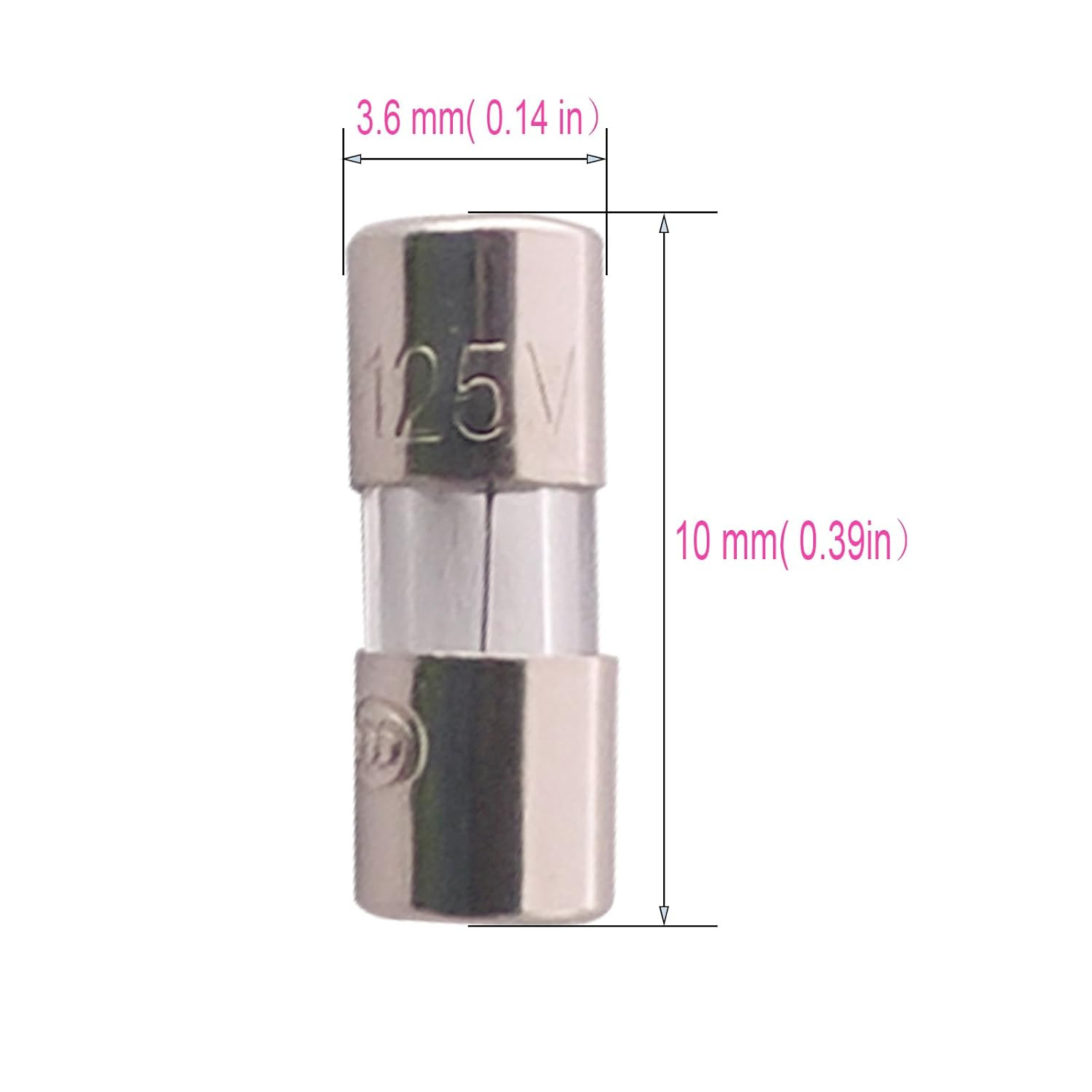 20PCS Mini Fuse 3.6×10 mm 2.5 A 2.5 amp 125 V 125 Volt 0.14×0.39 Inch F2.5AL125V