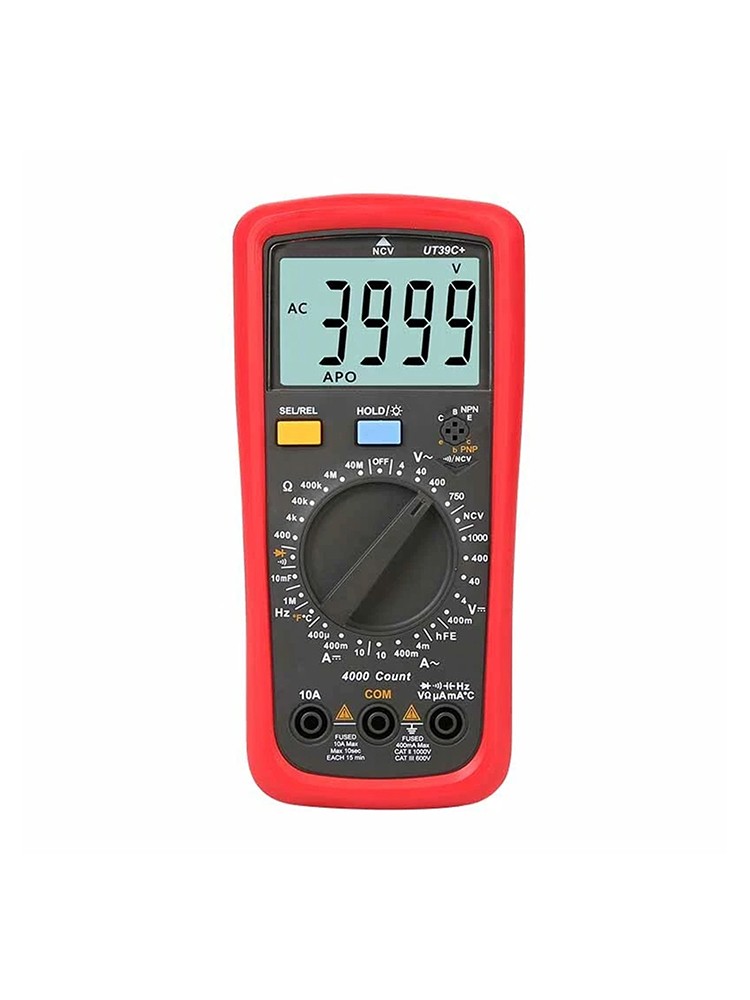 UT39C+ Digital Multimeter Auto Range LCD Backlight Data Hold Multimetro Tester