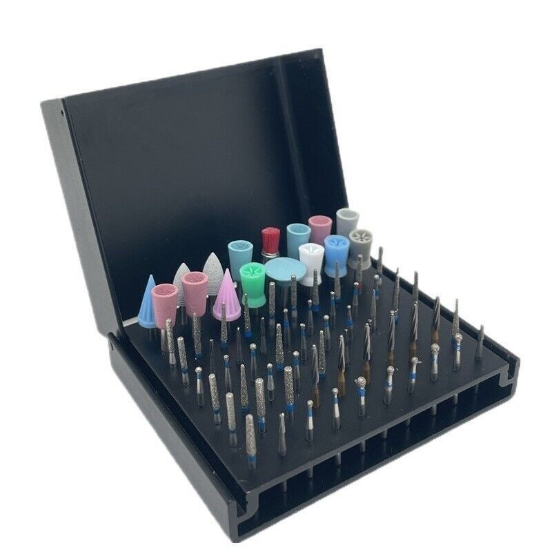 76 Holes Dental Bur Stand Speed FG/RA CA Burs Prophy Brush Cup Holder Block Box