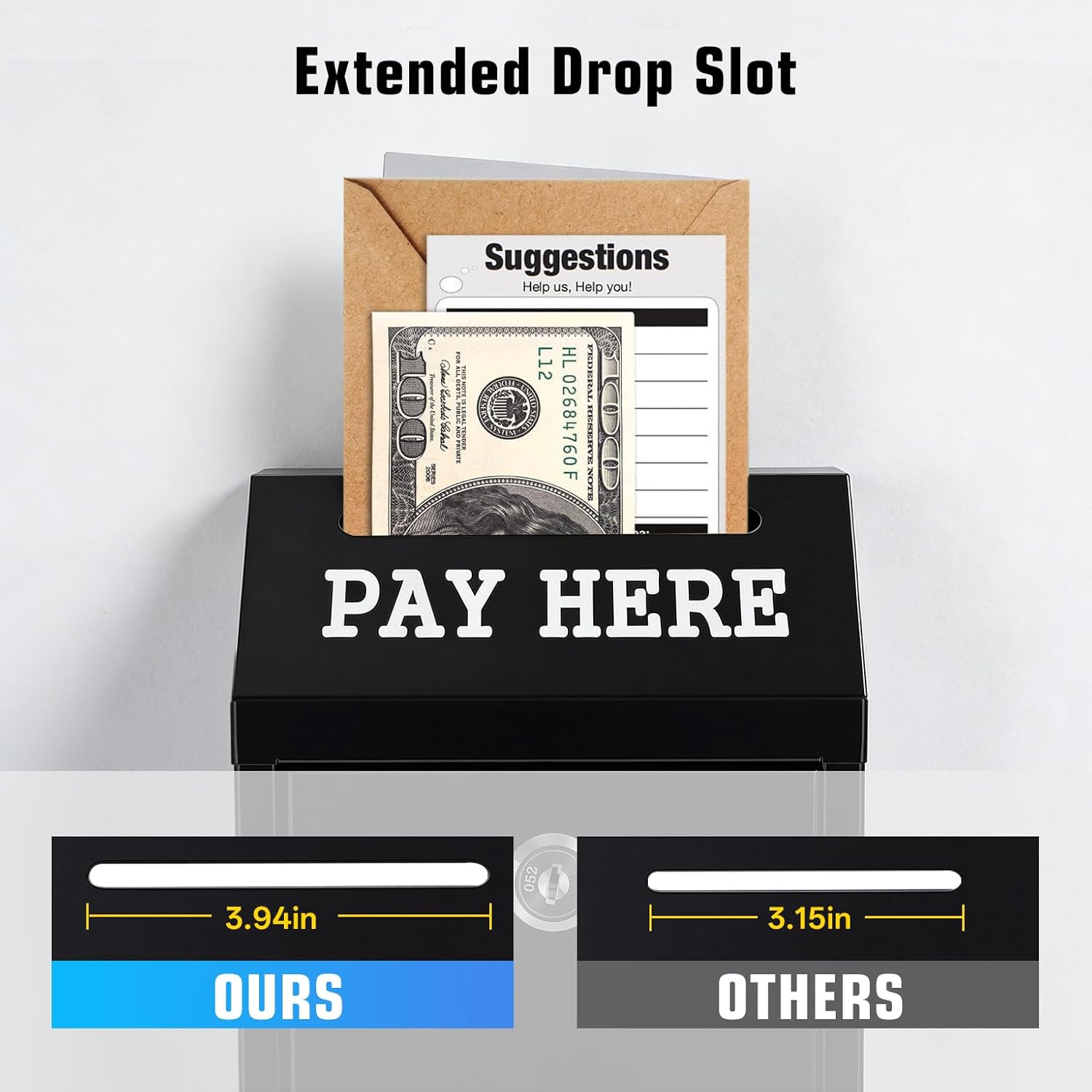 Sumerfnt Pay Here Cash Box for Farm Stand, Metal Cash Box with Lock and 4 Keys W