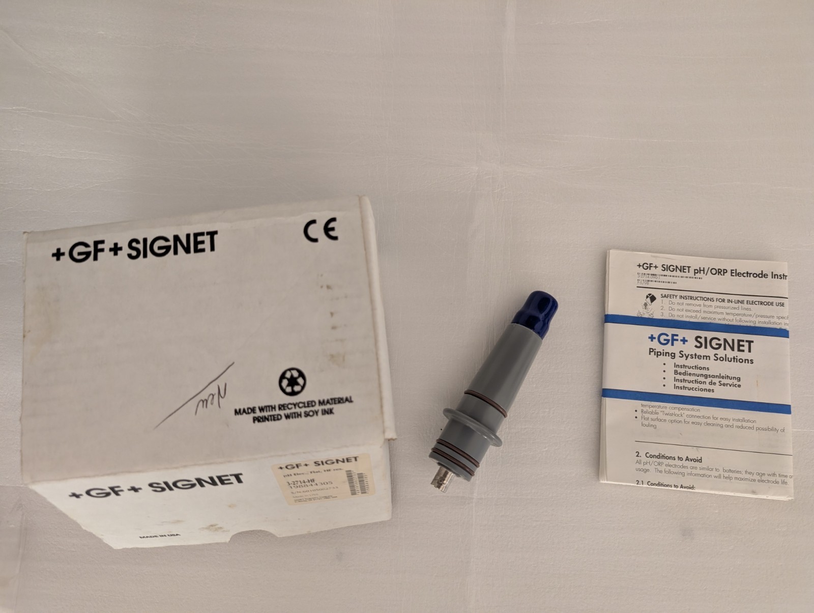 GF SIGNET 3-2714-HF pH Electrode Flat Surface pH Sensor, HF resistant