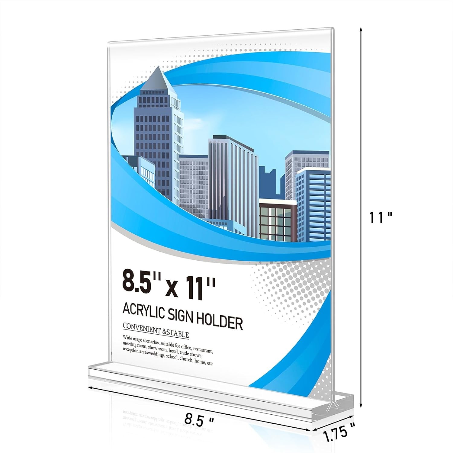 Eocnrhe Acrylic Sign Holder 8.5 x 11 6 Pack, Double-Sided Clear Sign Holder Plas