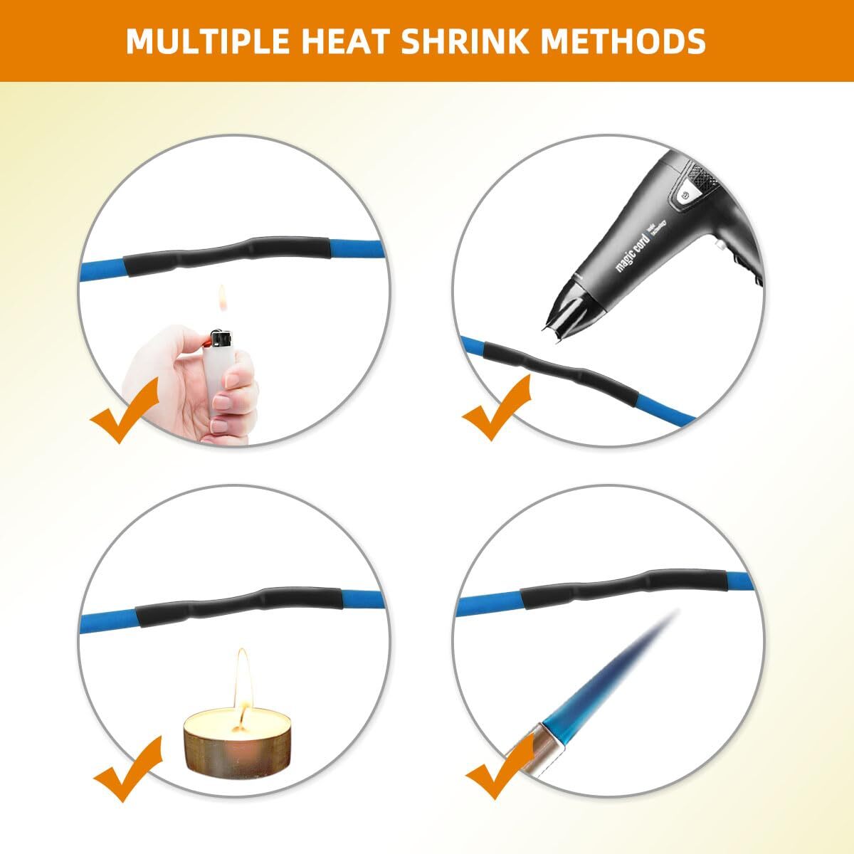 560 Pcs Heat Shrink Tubing Kit-4:1 Ratio Adhesive Lined Marine Grade Shrink Wrap