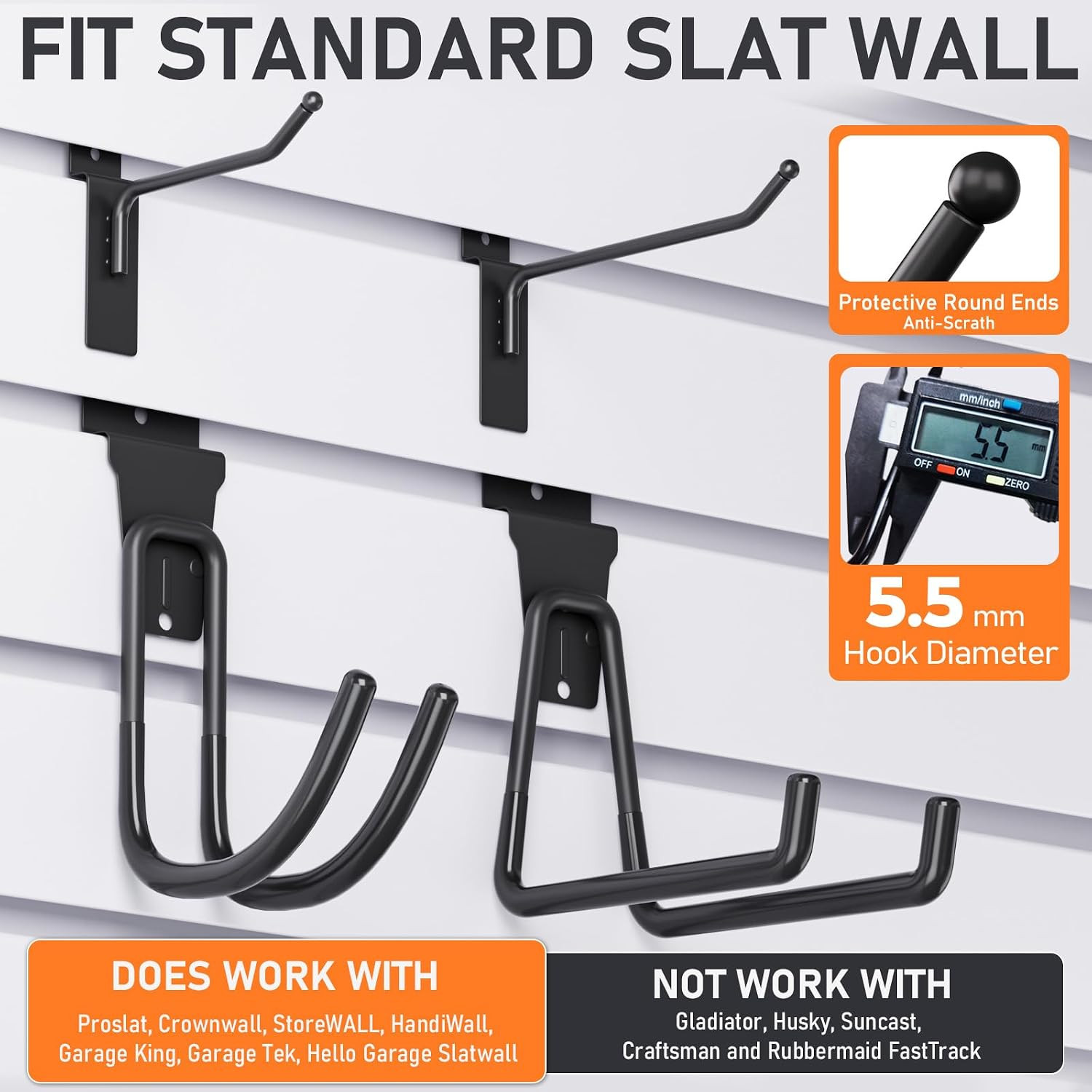24 Pack Heavy Duty Slatwall Hooks, Black Garage Slatwall Panel Accessories Utili