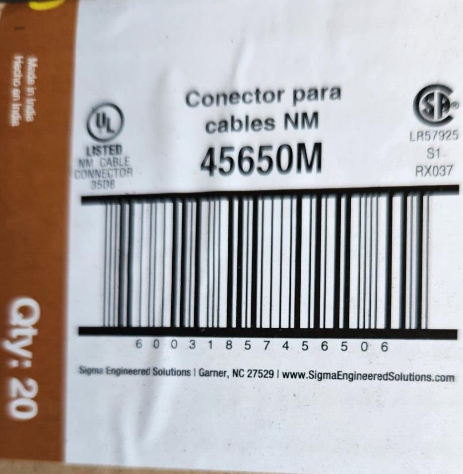 (200 Pack) Sigma ProConnex 3/8″ NM Cable Connector